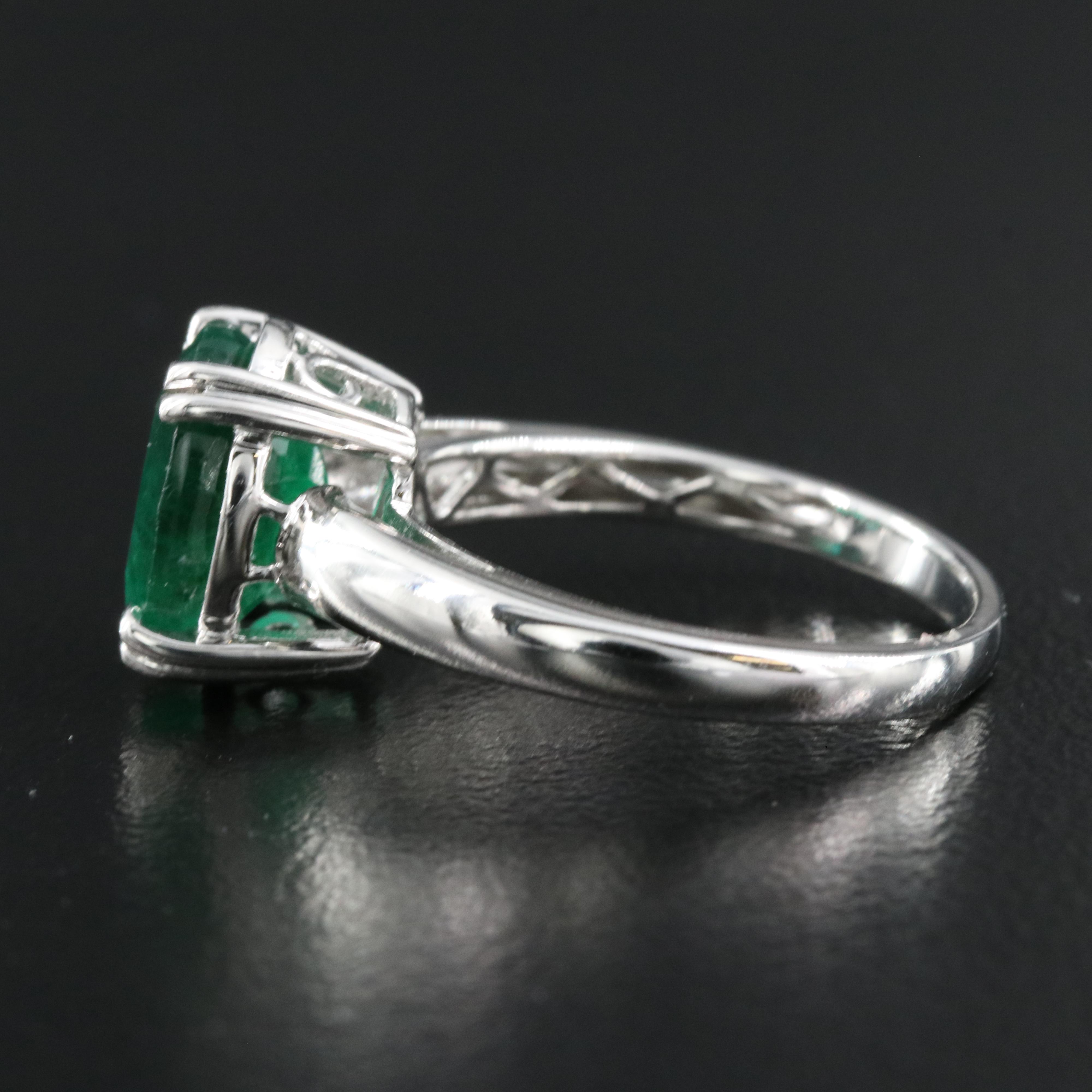 14K 3.10 CT Emerald Solitaire Ring