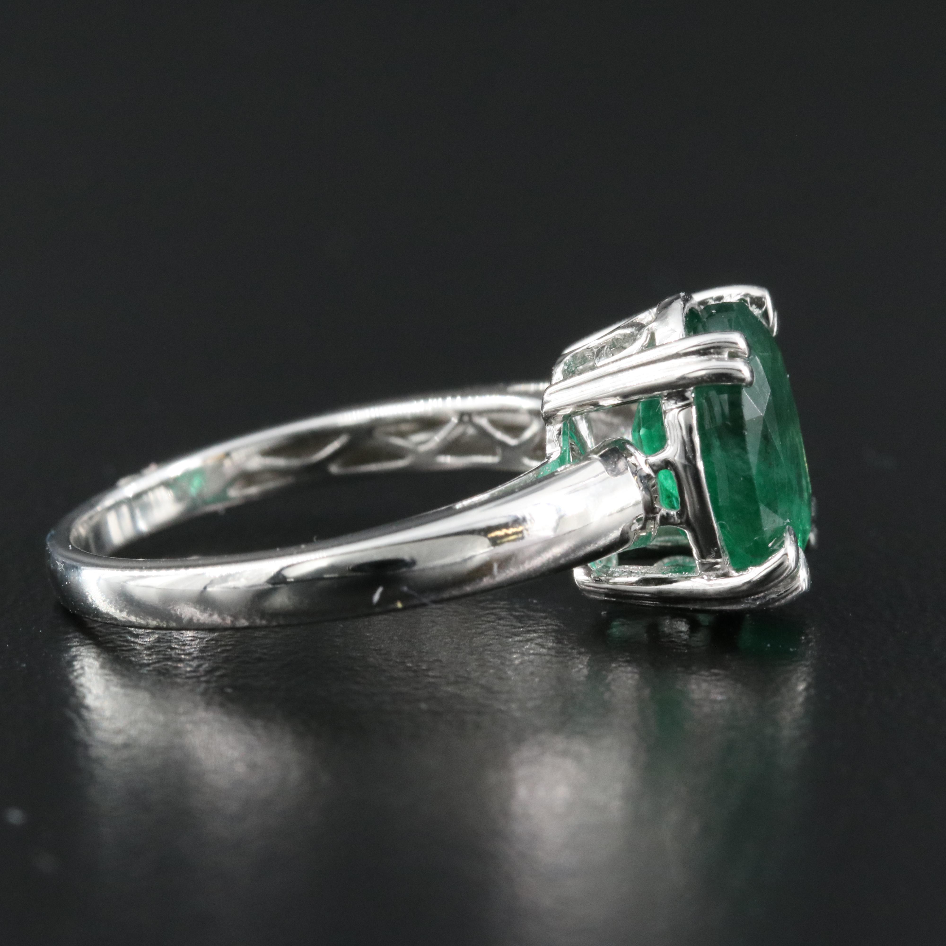 14K 3.10 CT Emerald Solitaire Ring