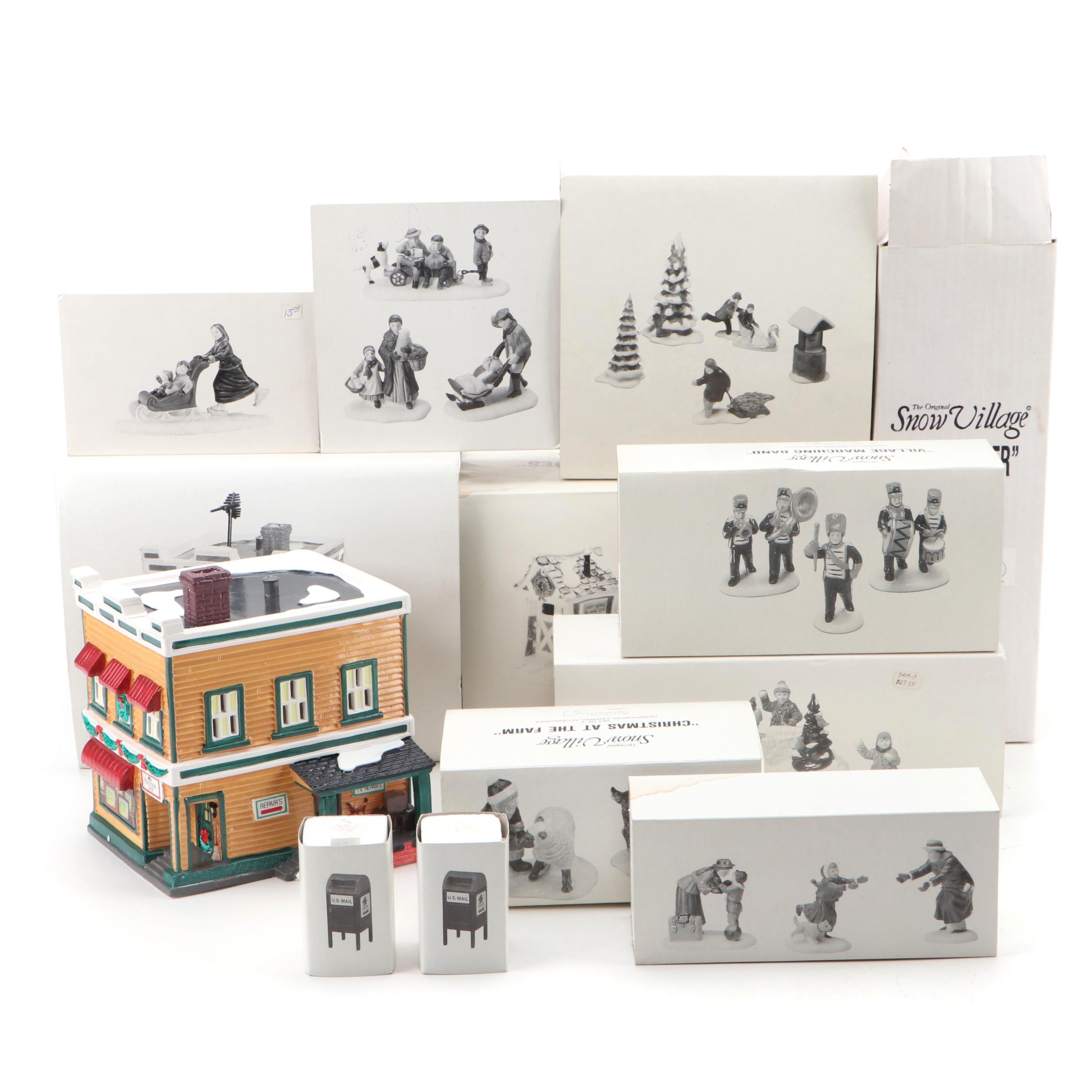 Department 56 "Al's TV Shop" and Other Snow Village Accessories