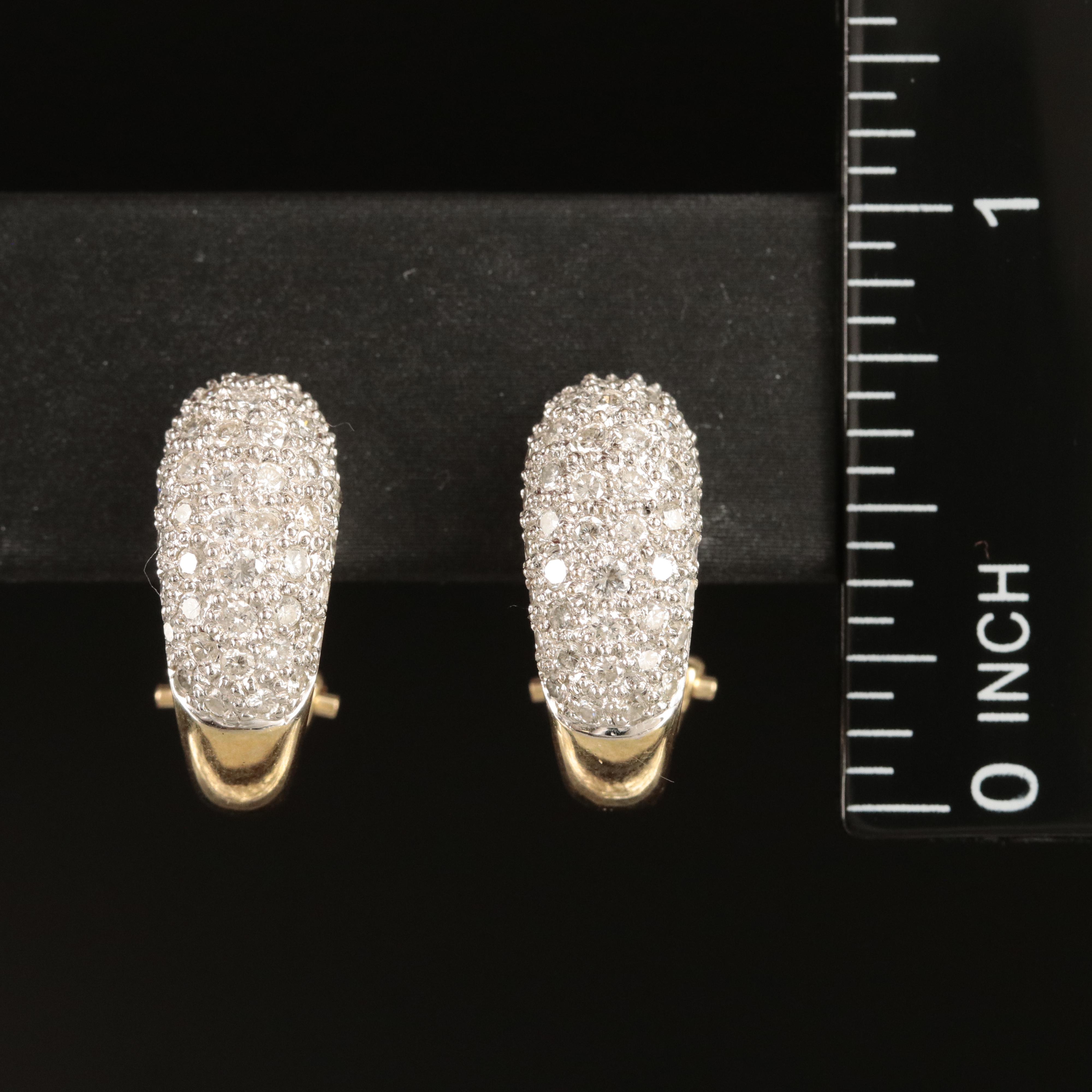 14K 1.27 CTW Pavé Diamond J Hoop Earrings