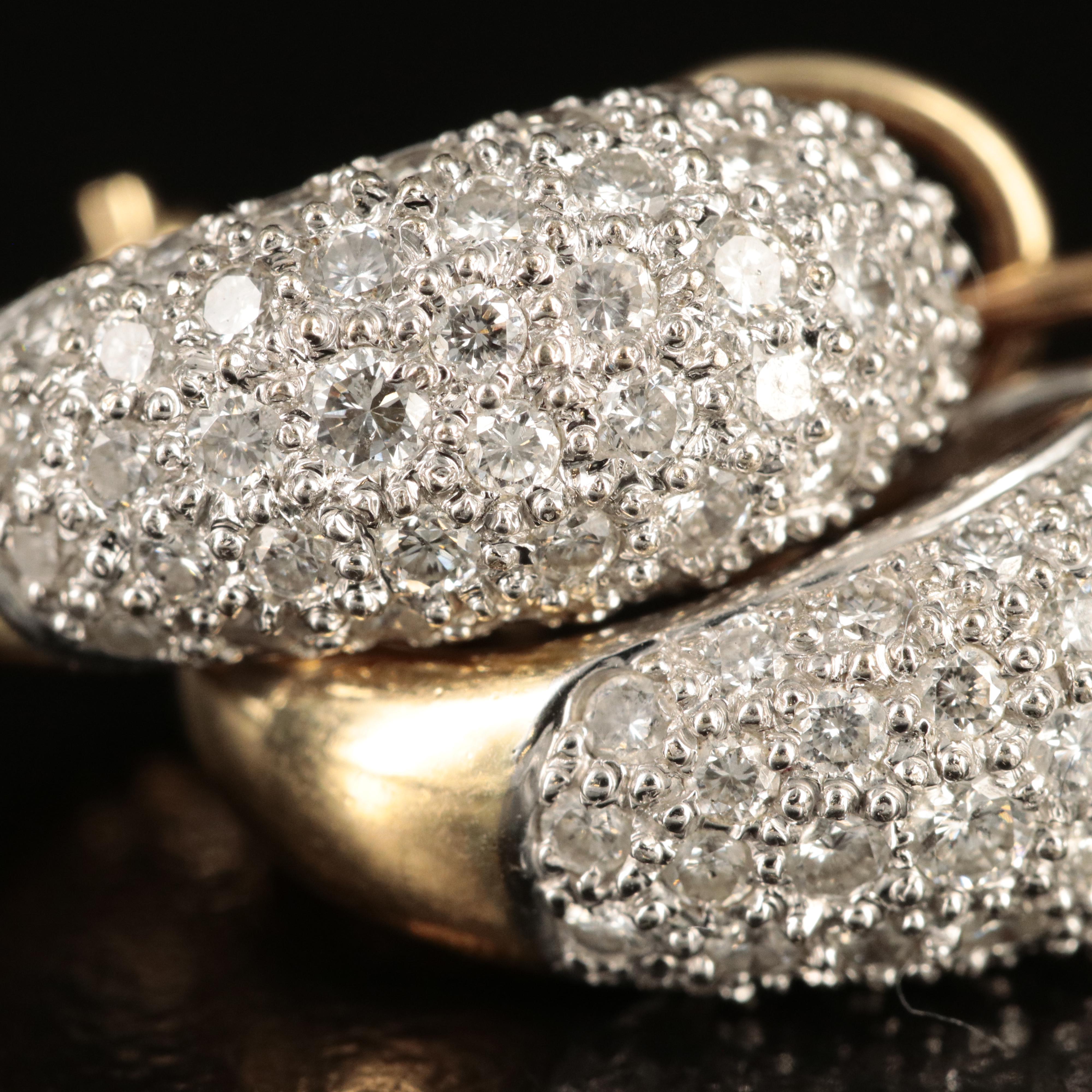 14K 1.27 CTW Pavé Diamond J Hoop Earrings