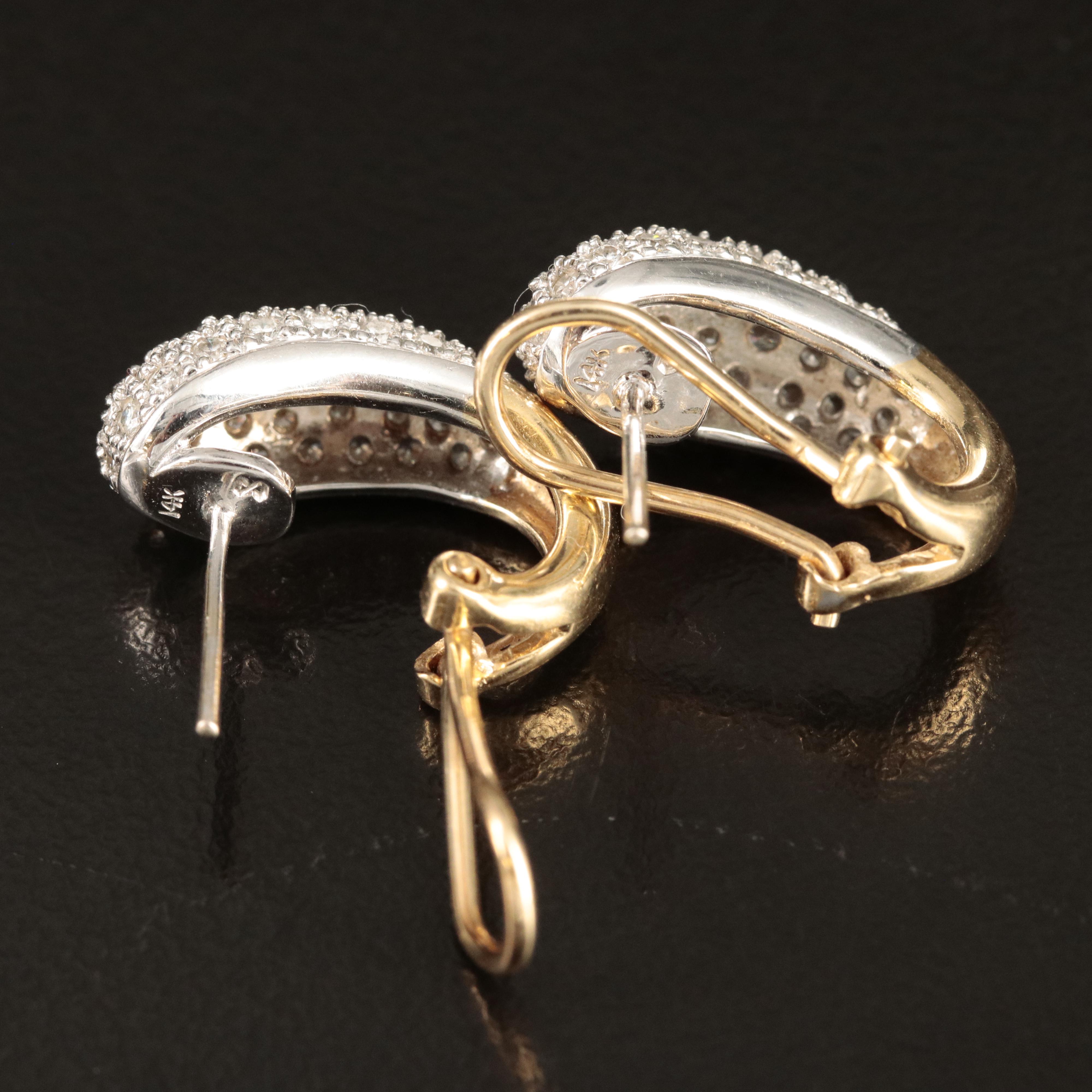 14K 1.27 CTW Pavé Diamond J Hoop Earrings