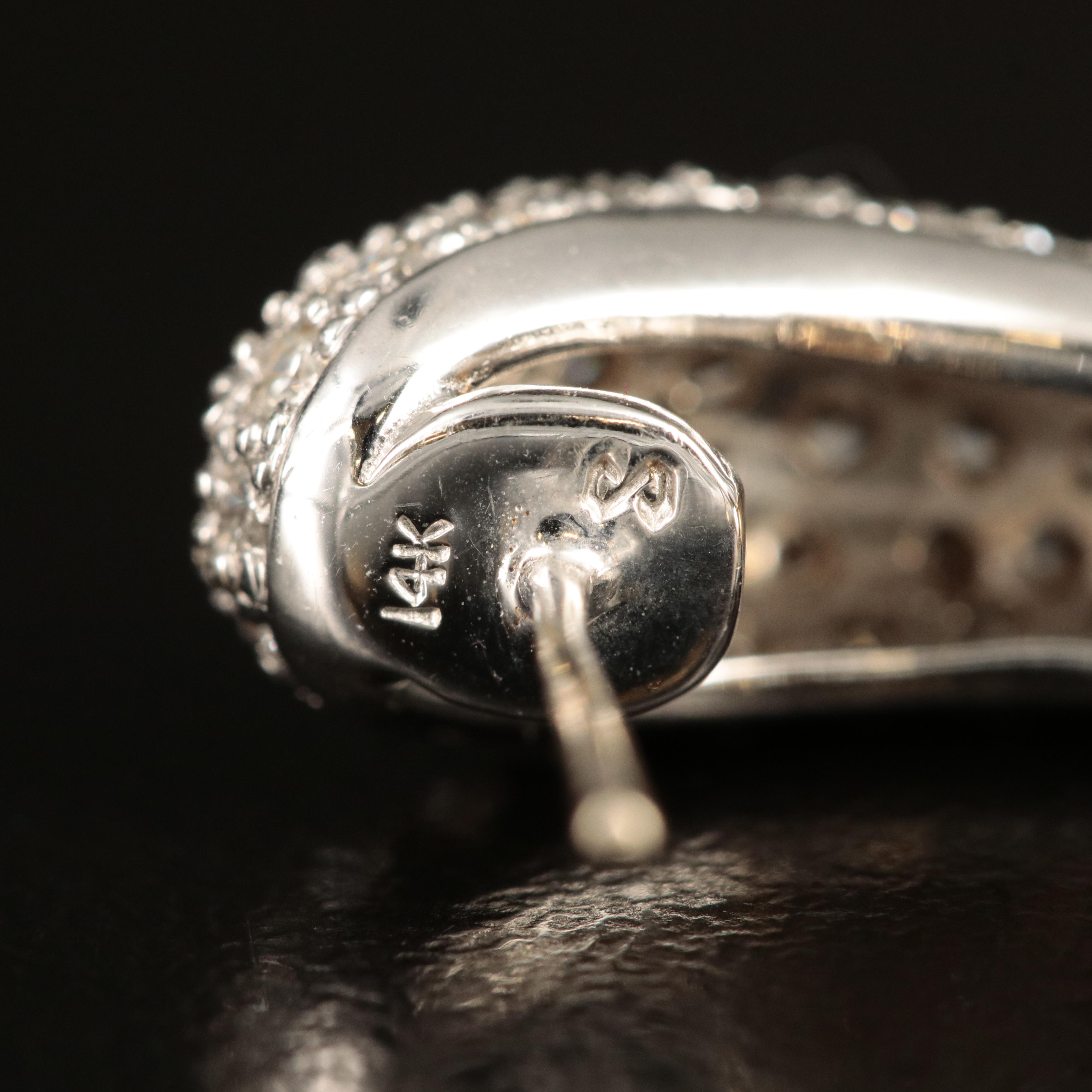 14K 1.27 CTW Pavé Diamond J Hoop Earrings