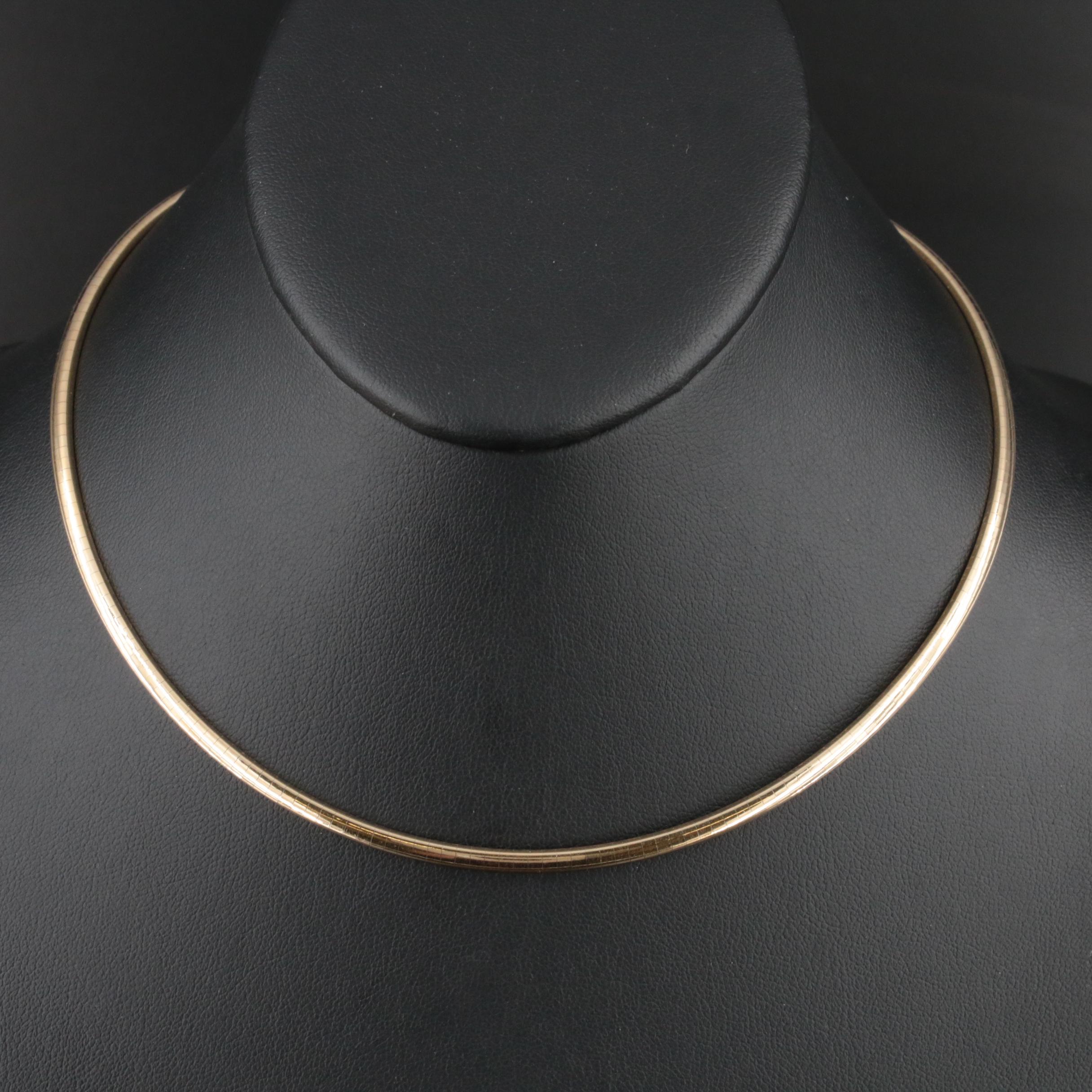 Italian 14K Omega Chain Necklace