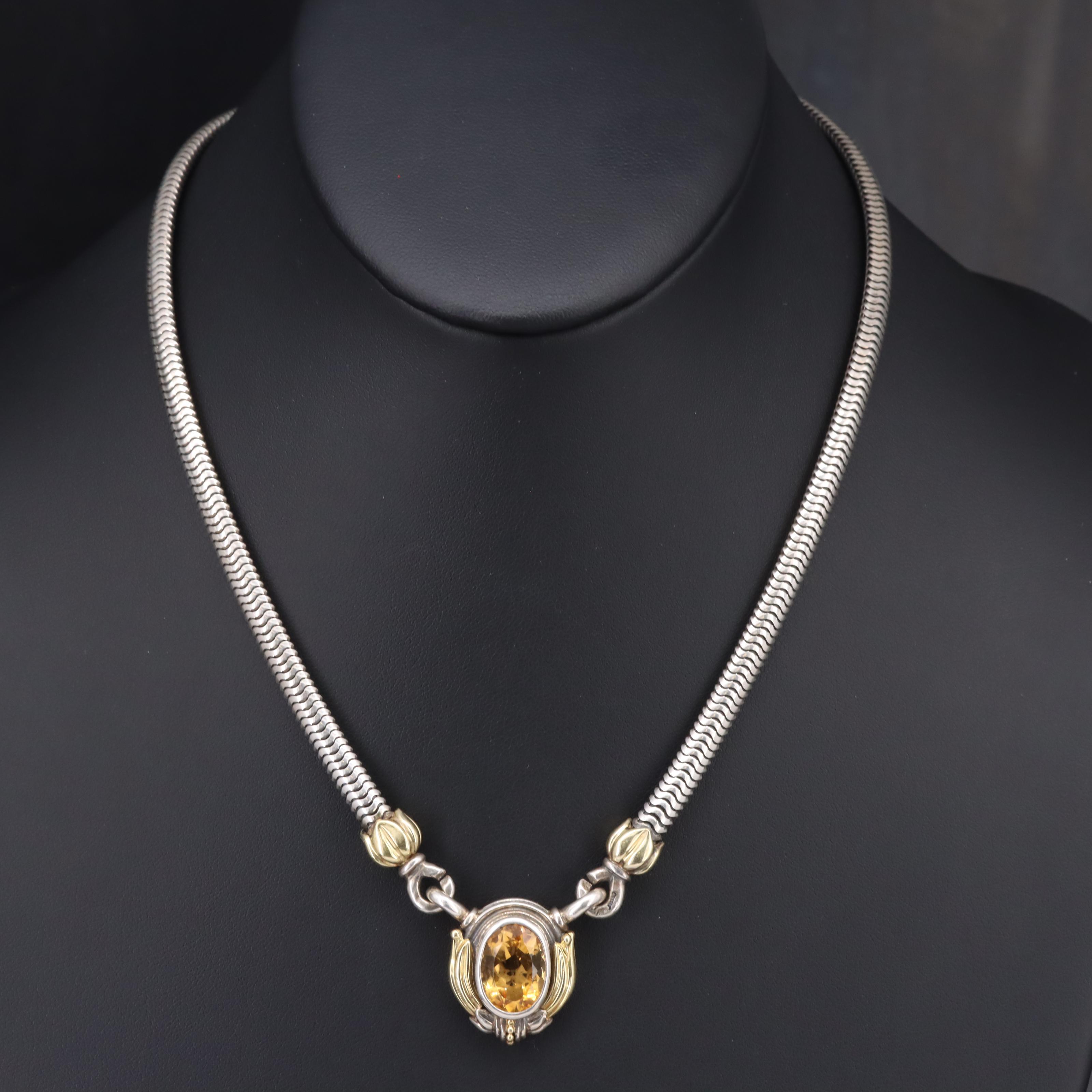 Lagos "Caviar" Sterling Citrine Necklace with 18K Accents