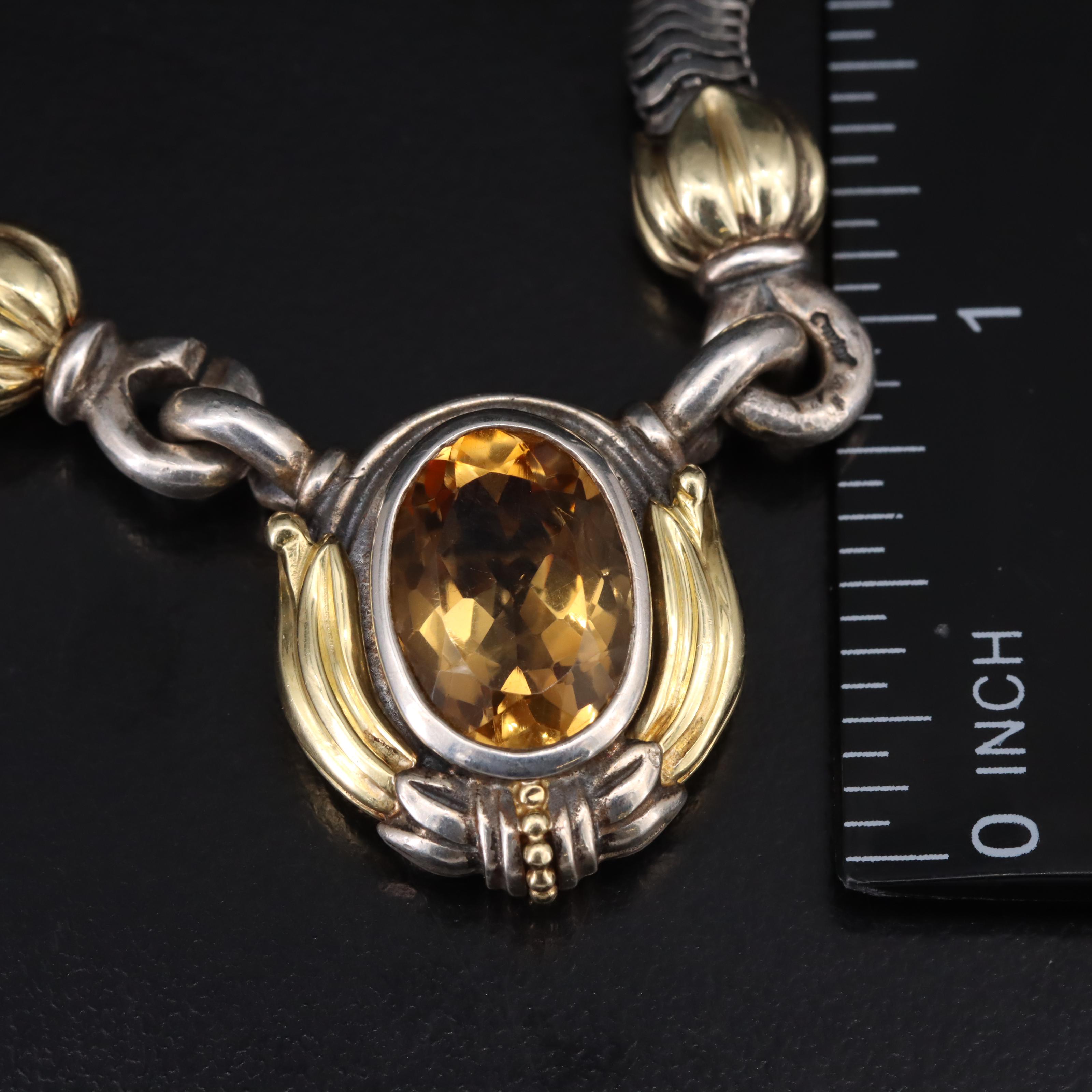 Lagos "Caviar" Sterling Citrine Necklace with 18K Accents