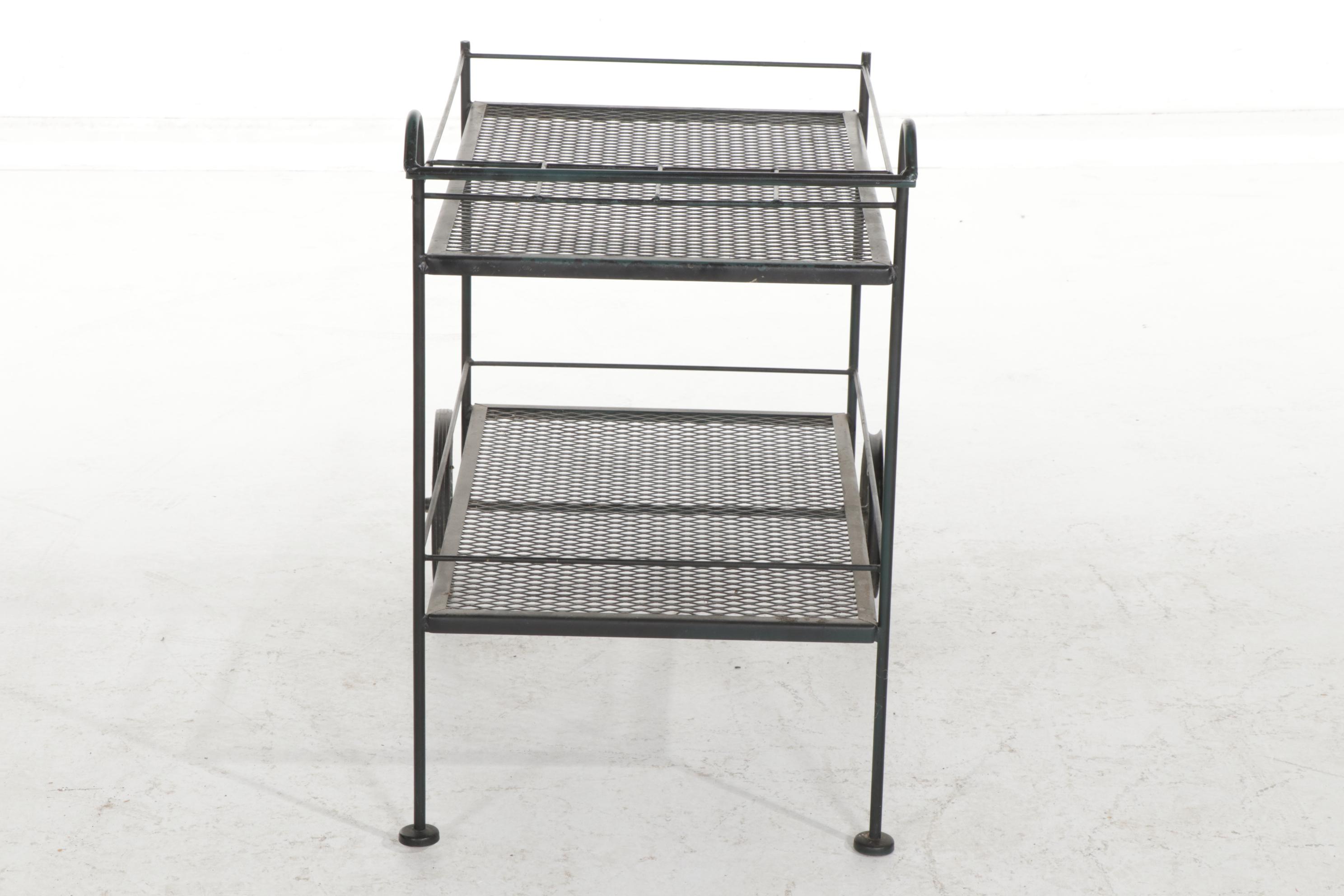 Wrought Iron Outdoor Tea Trolley, Late 20th Century