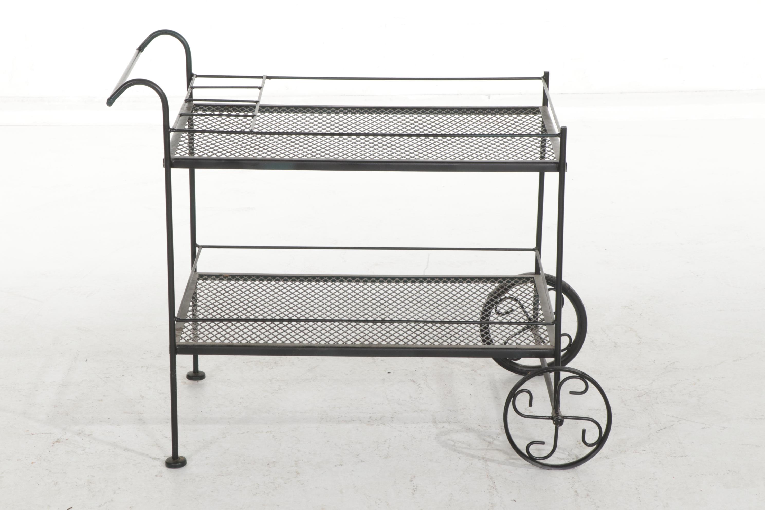 Wrought Iron Outdoor Tea Trolley, Late 20th Century