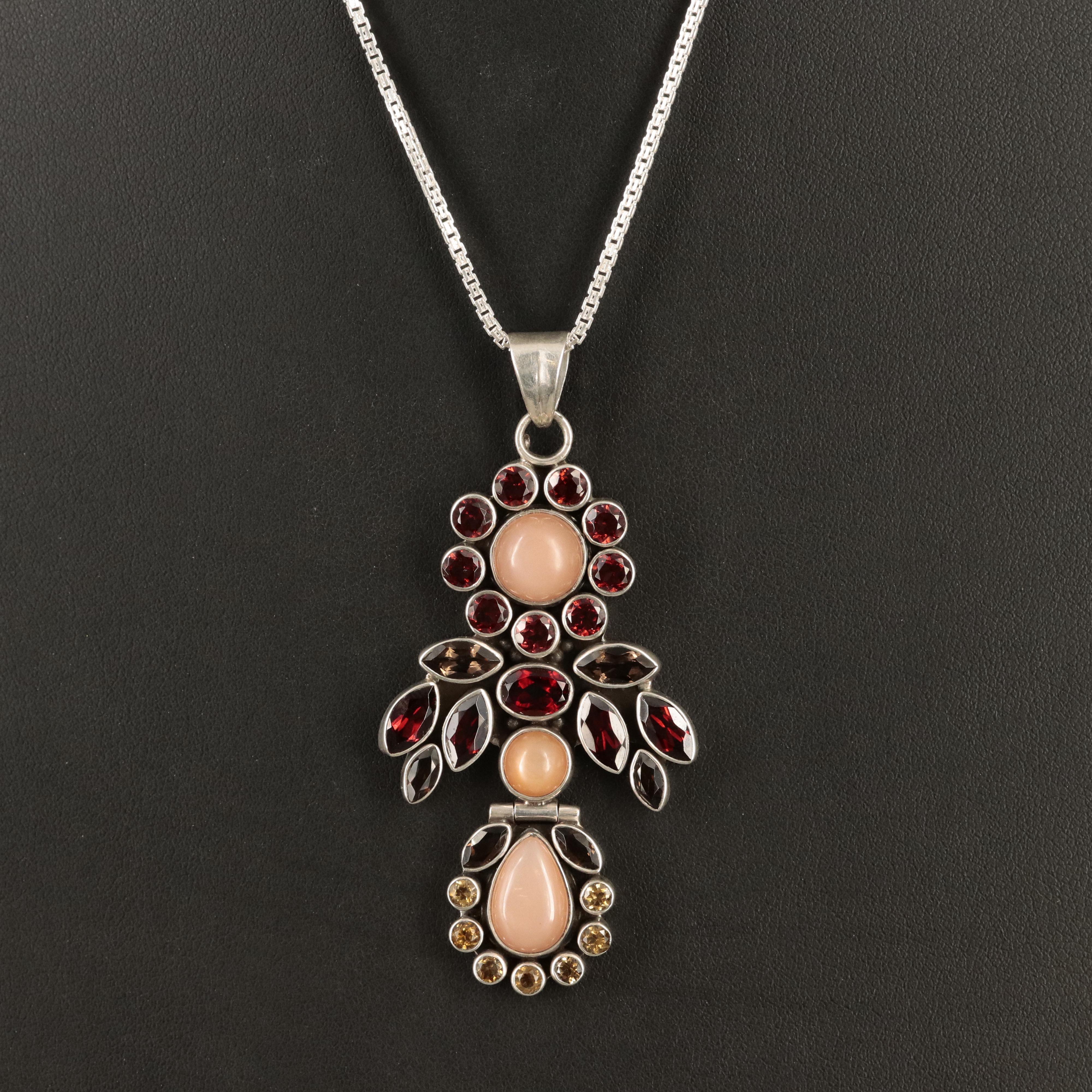 Nicky Butler Sterling Garnet, Citrine and Glass