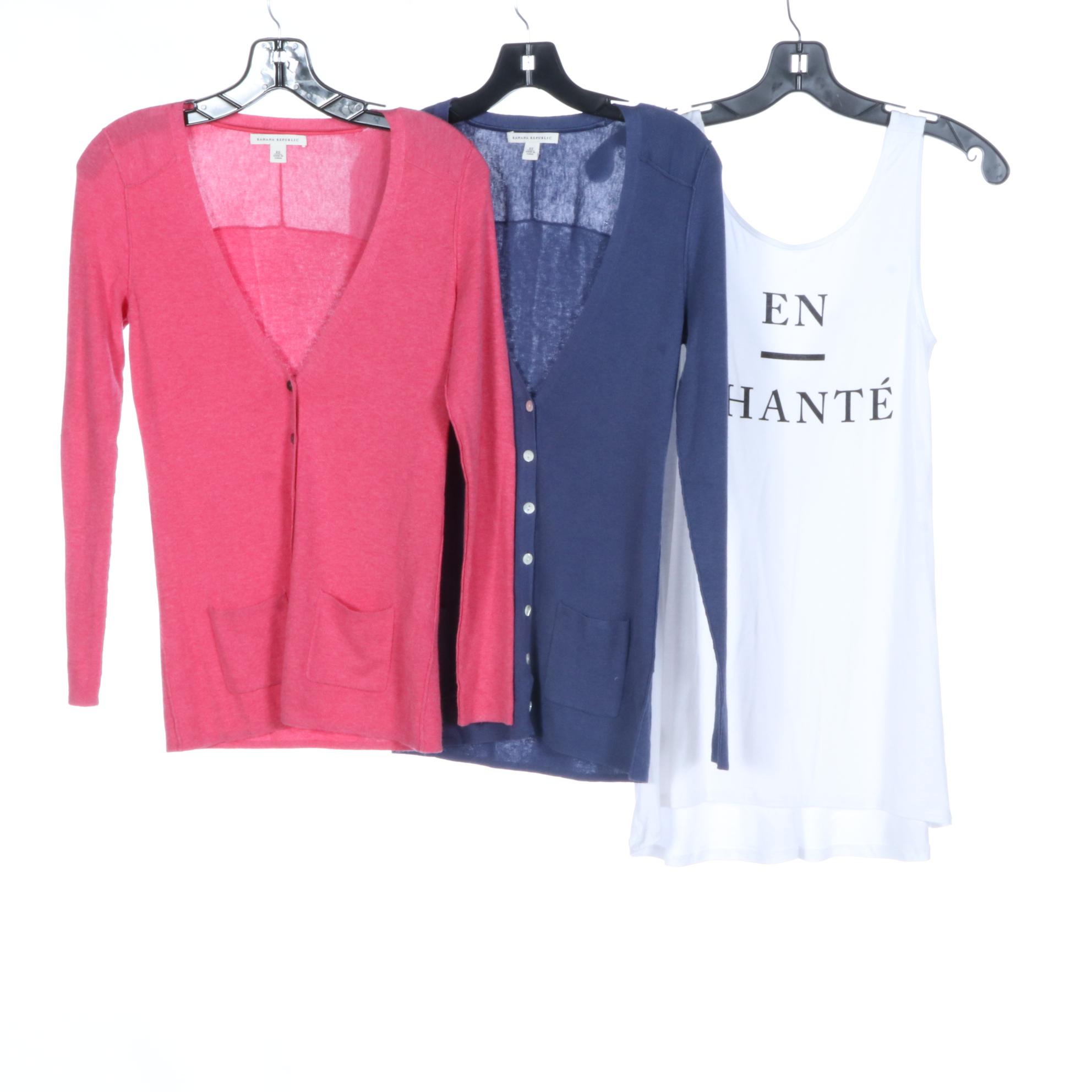 Banana Republic Wool Blend Hoodies and Silk Blend Cardigans with BCBG Tops