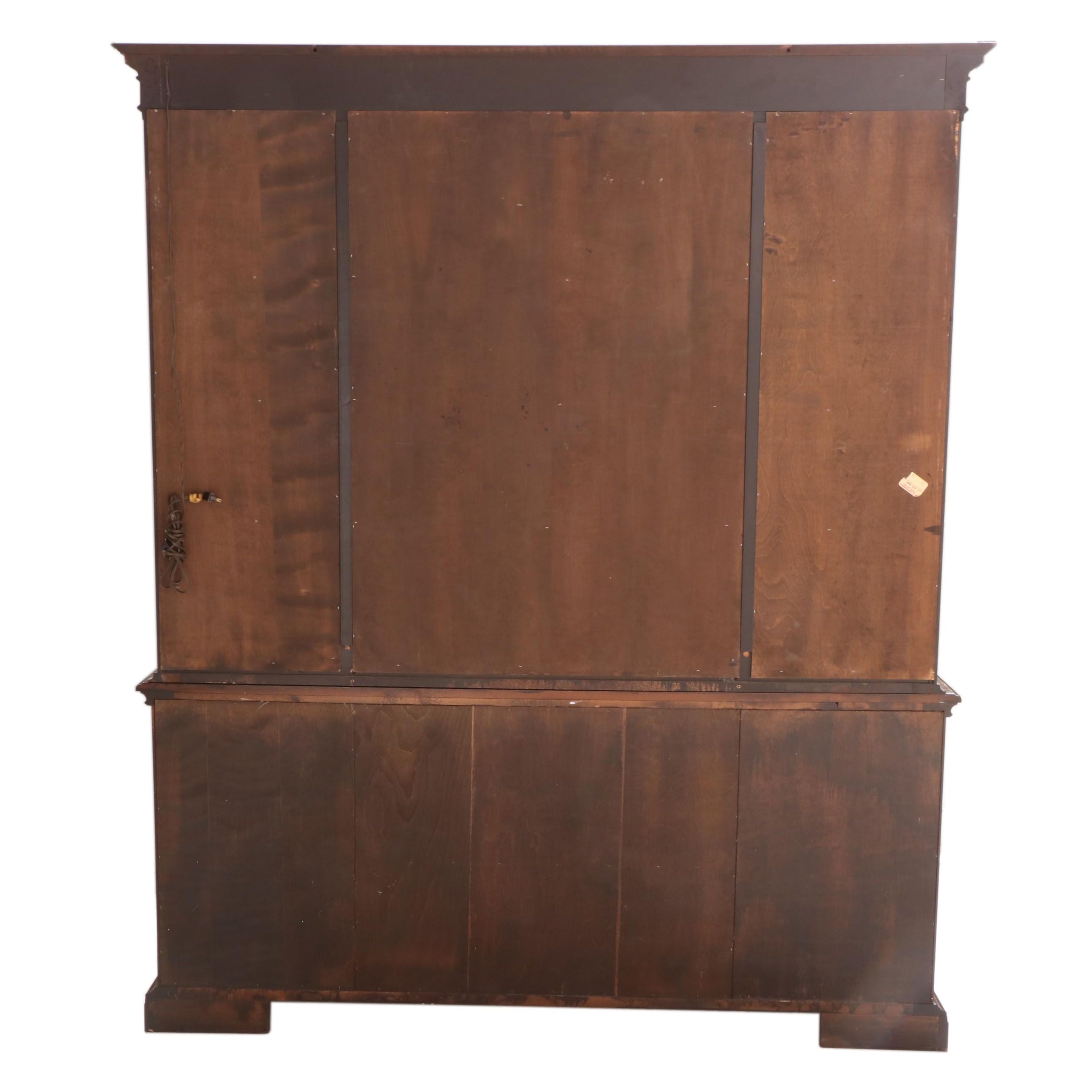 Federal Style Walnut-Finished Cherrywood Two-Piece China Cabinet