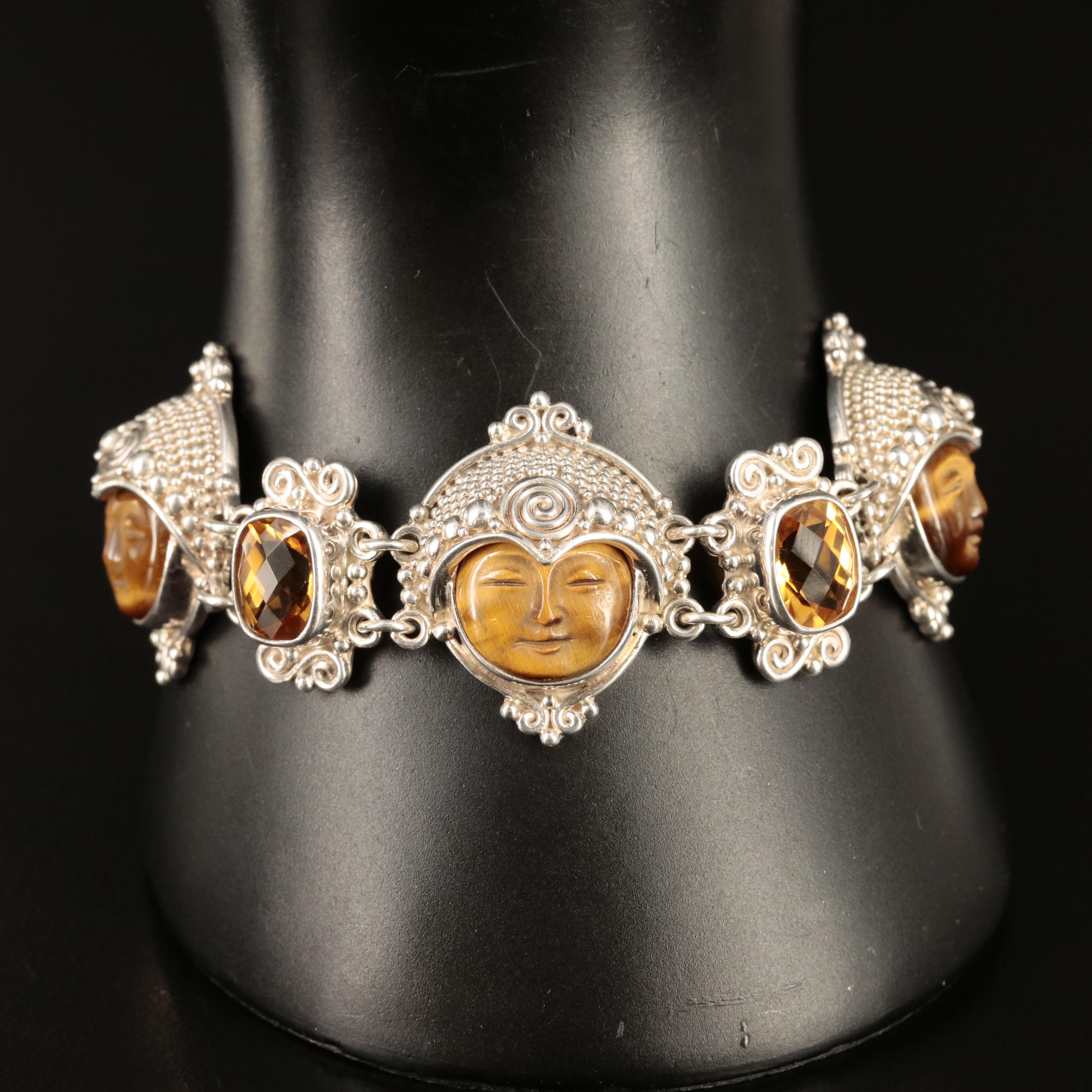 Sajen Sterling Tiger's Eye and Citrine Bracelet