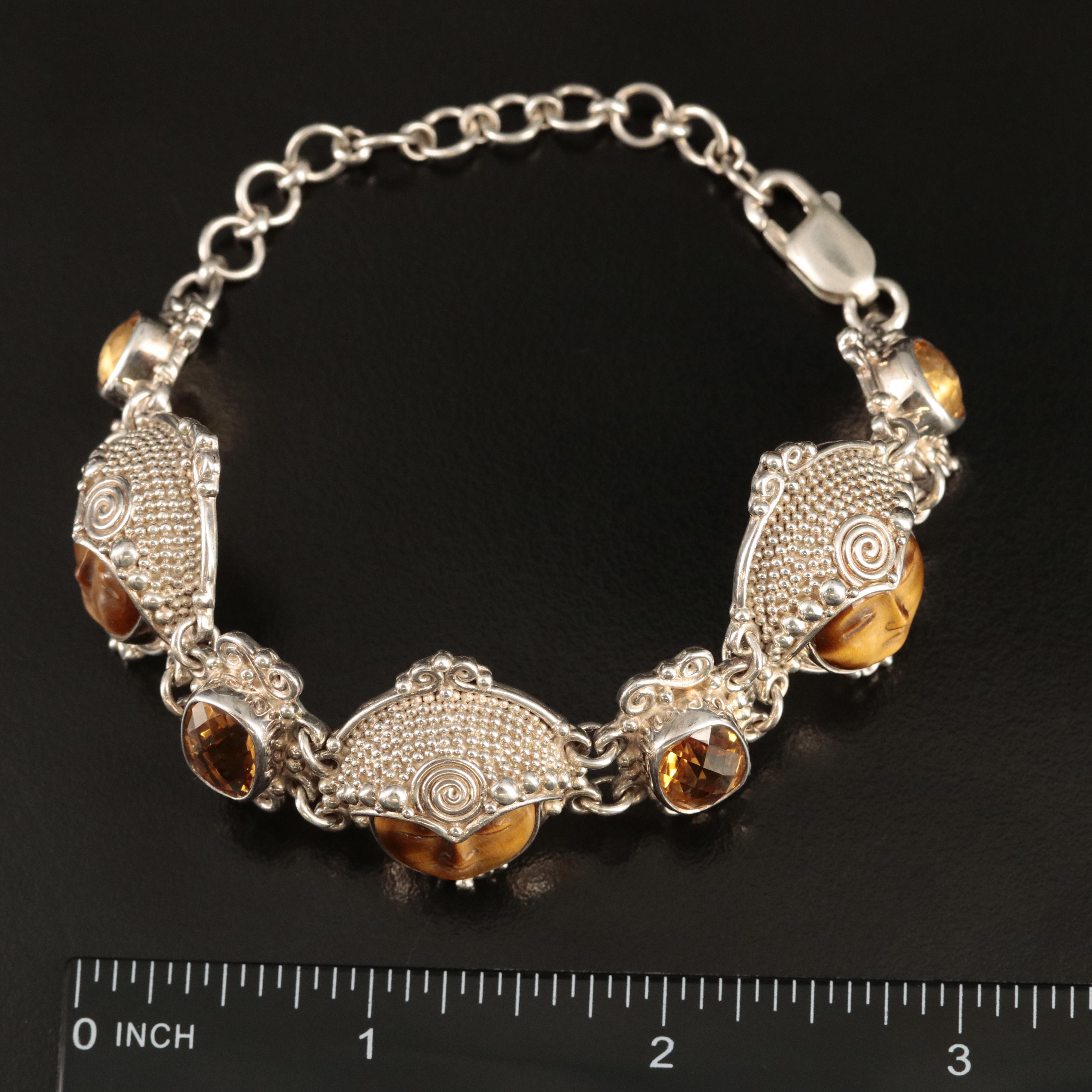 Sajen Sterling Tiger's Eye and Citrine Bracelet