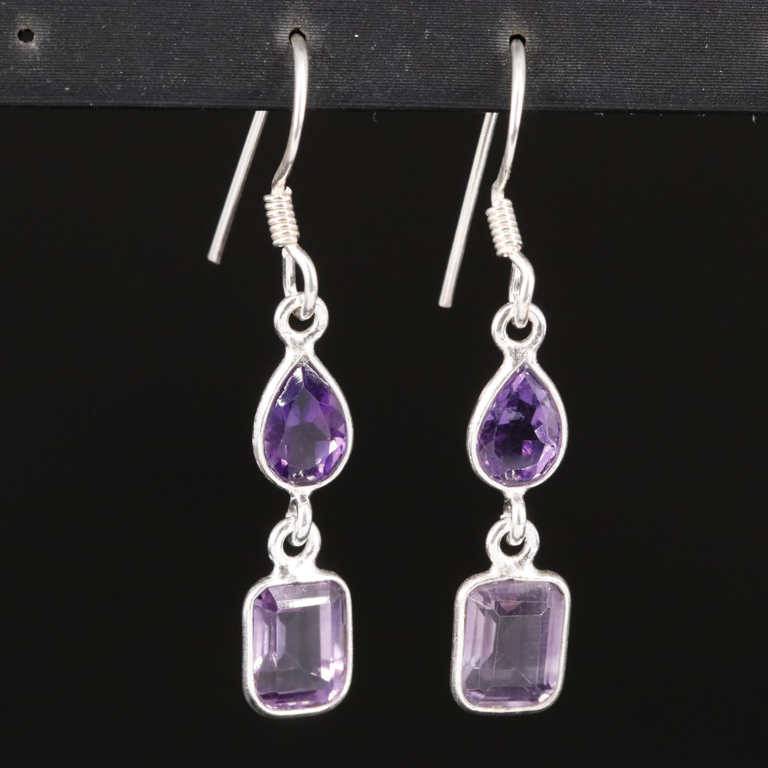 Sterling Amethyst Dangle Earrings