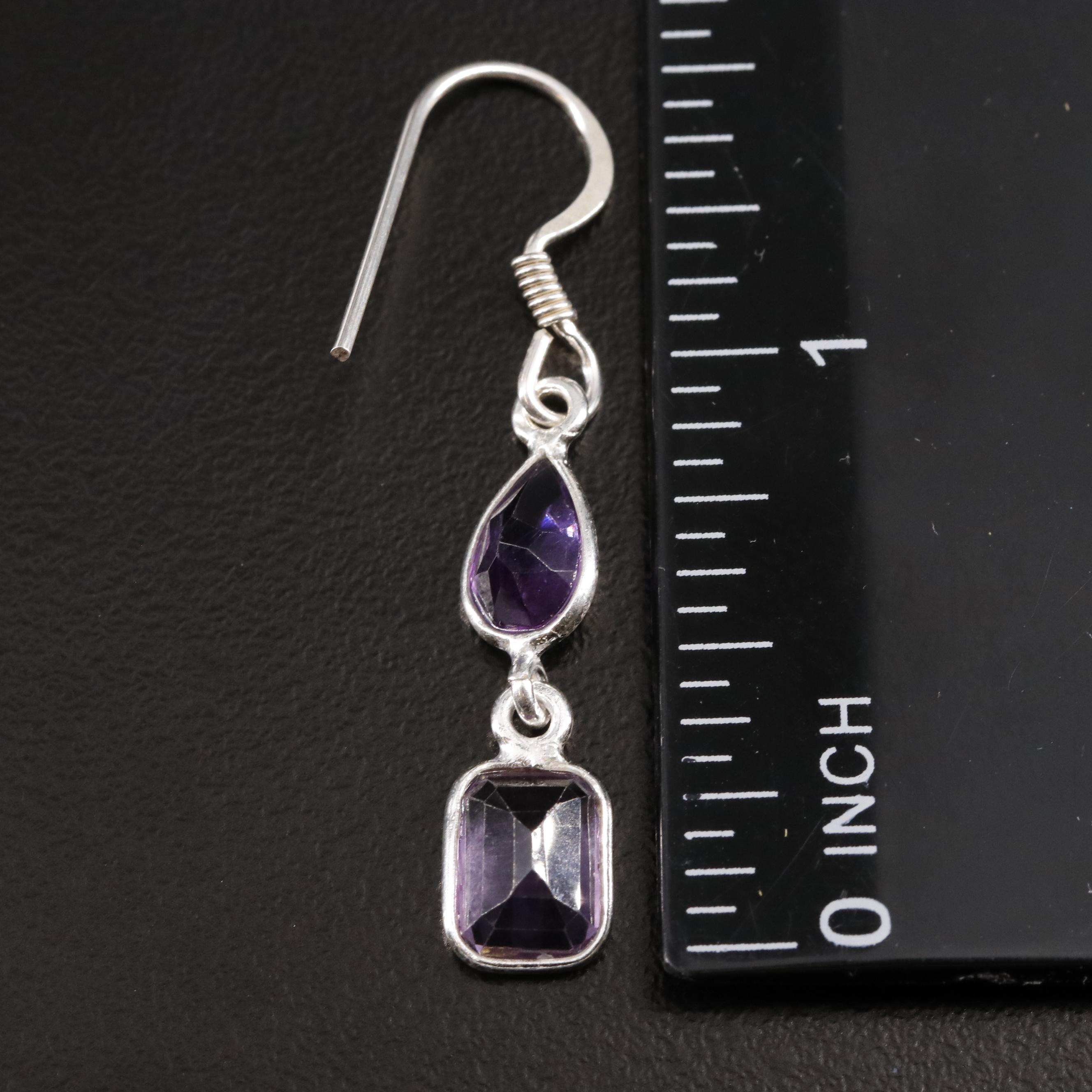 Sterling Amethyst Dangle Earrings