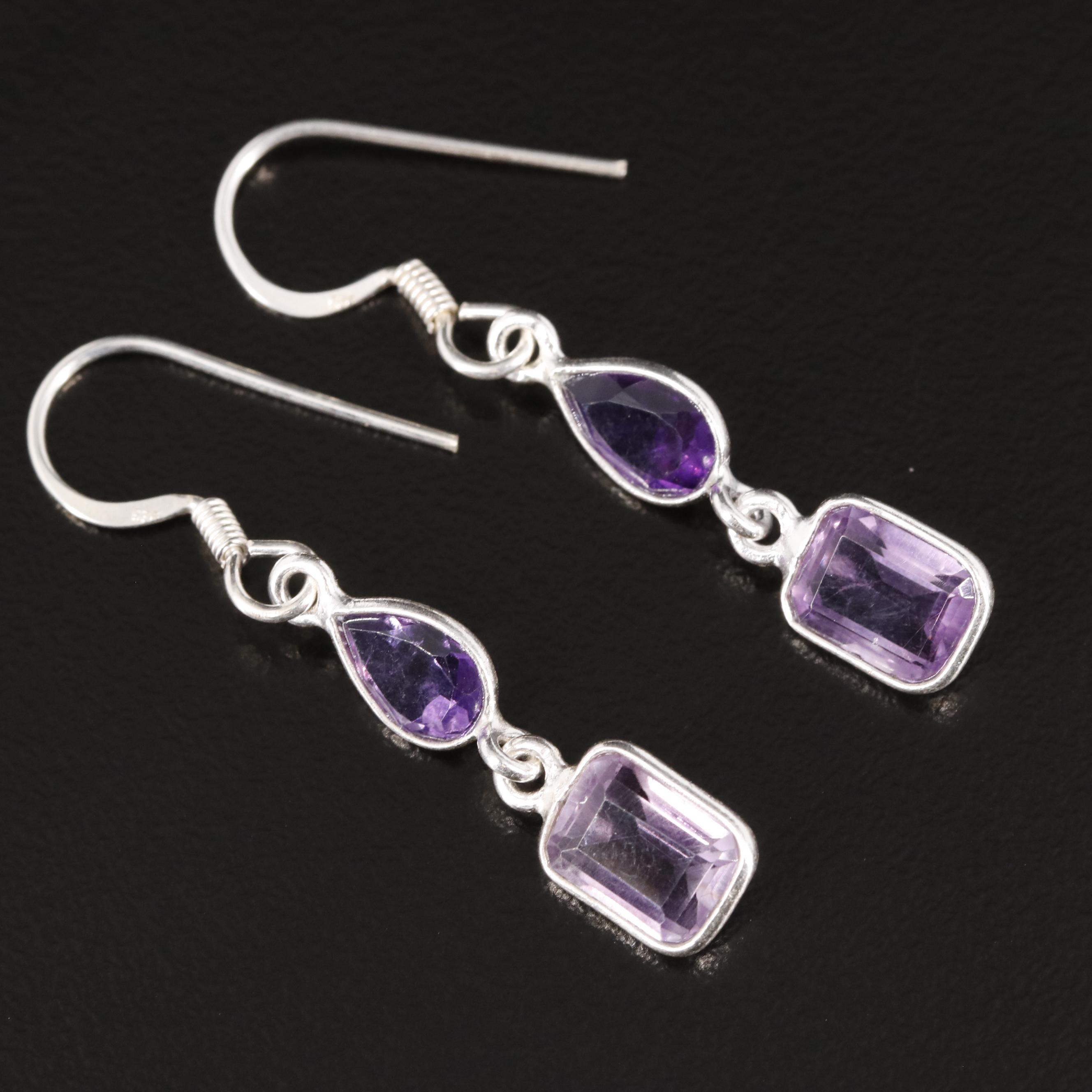 Sterling Amethyst Dangle Earrings