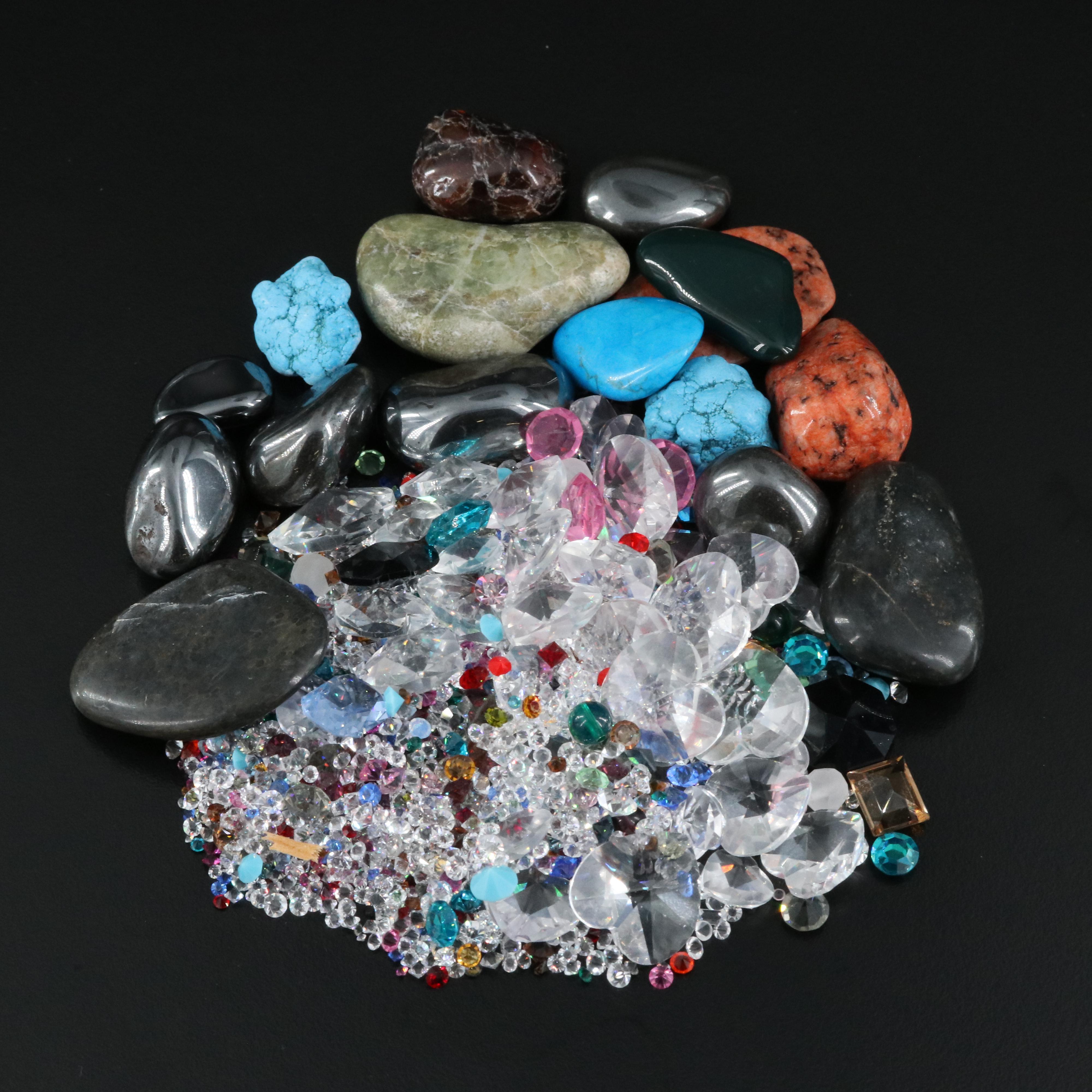 Loose Hematite, Bloodstone, Cubic Zirconia and Additional Gemstones