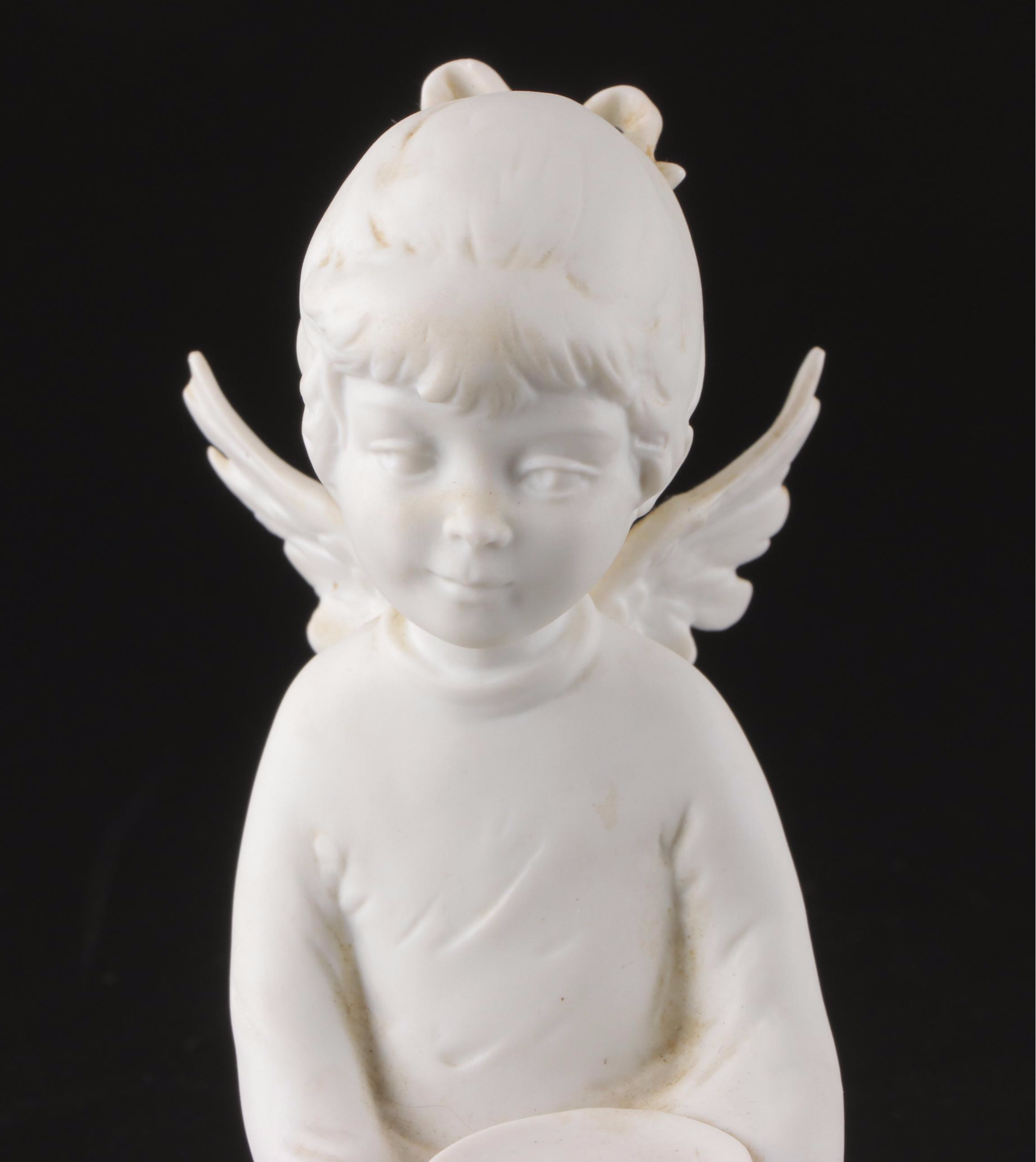 Kaiser White Bisque Angel Figural Candle Holder