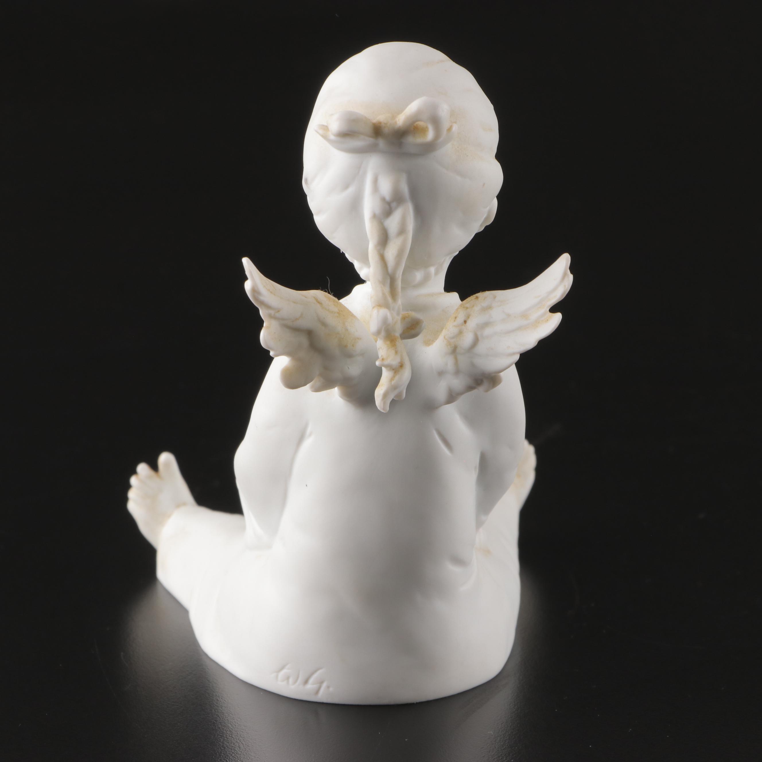 Kaiser White Bisque Angel Figural Candle Holder