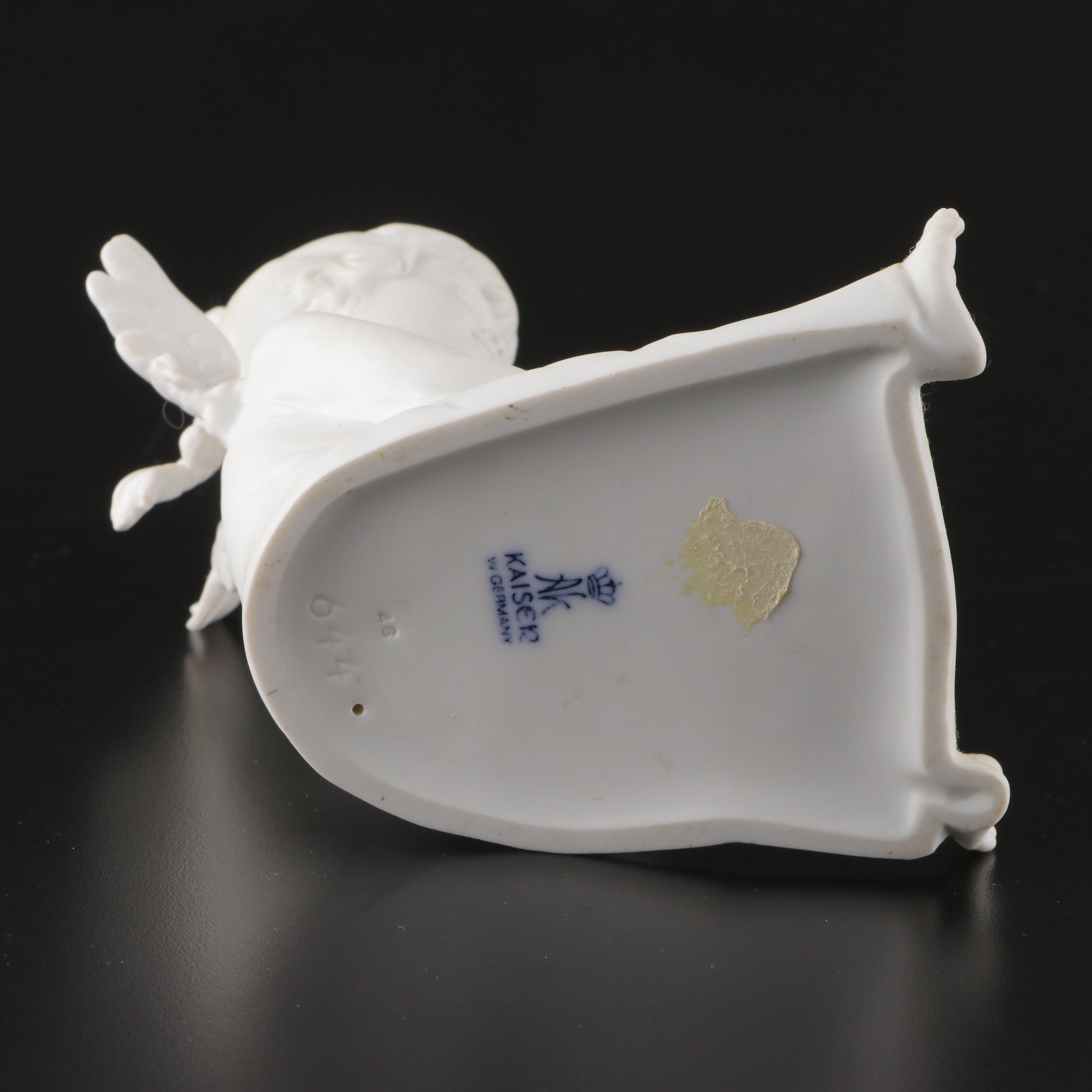 Kaiser White Bisque Angel Figural Candle Holder
