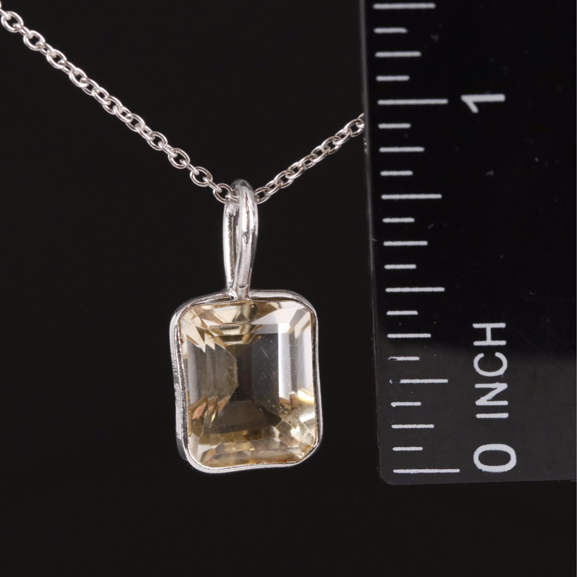 Sterling Citrine Pendant Necklace