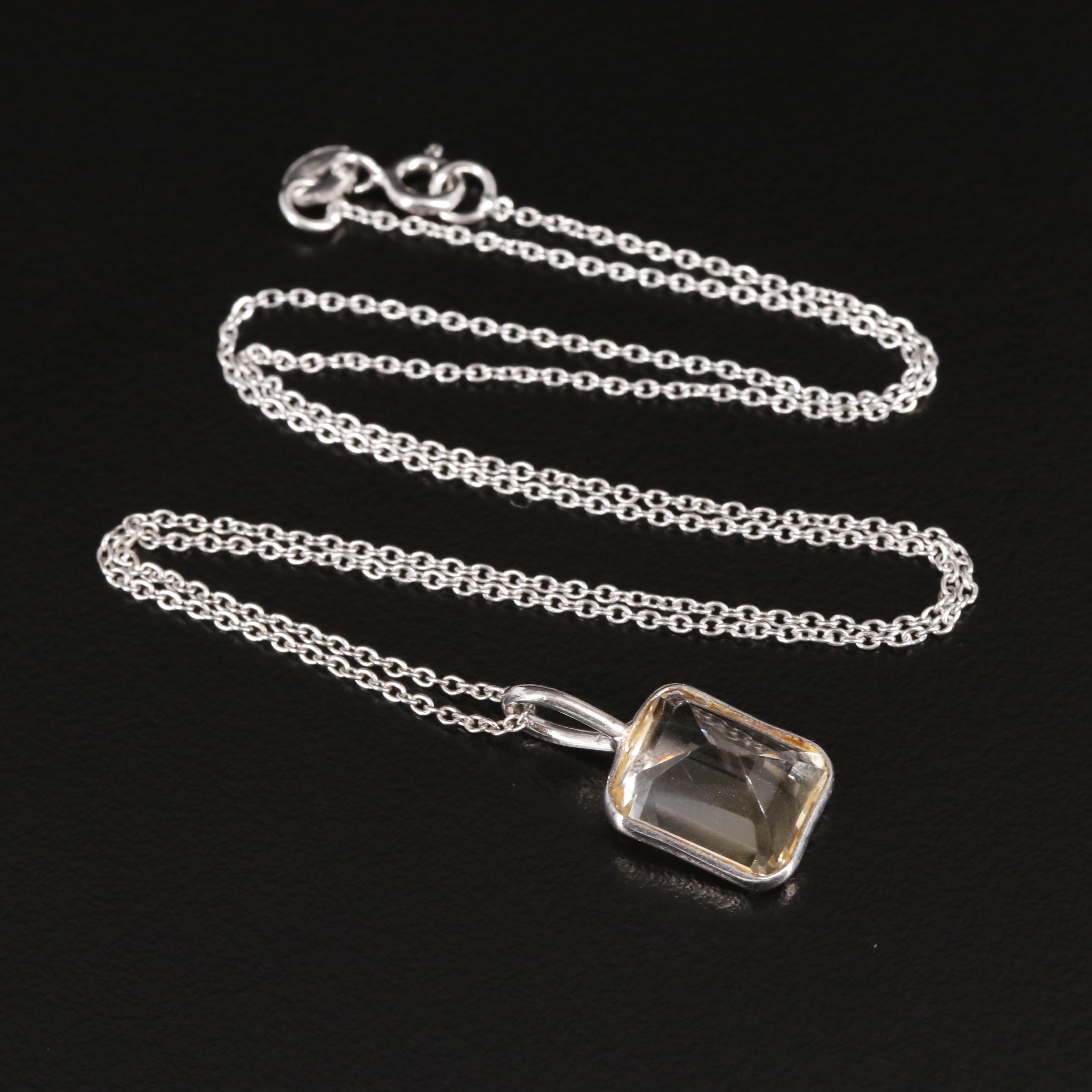 Sterling Citrine Pendant Necklace