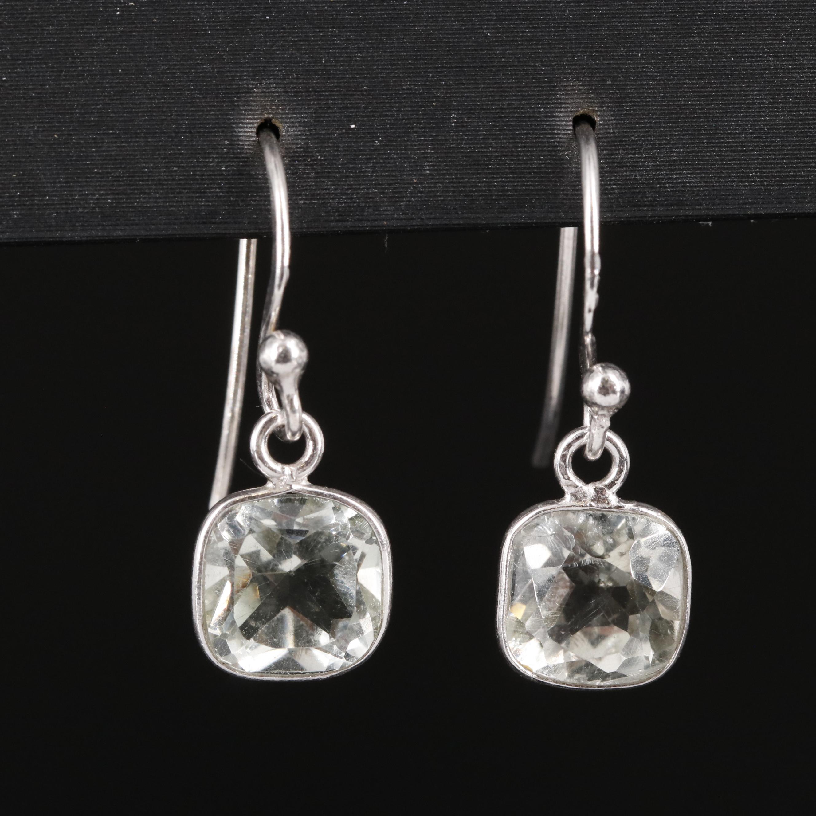 Sterling Prasiolite Dangle Earrings