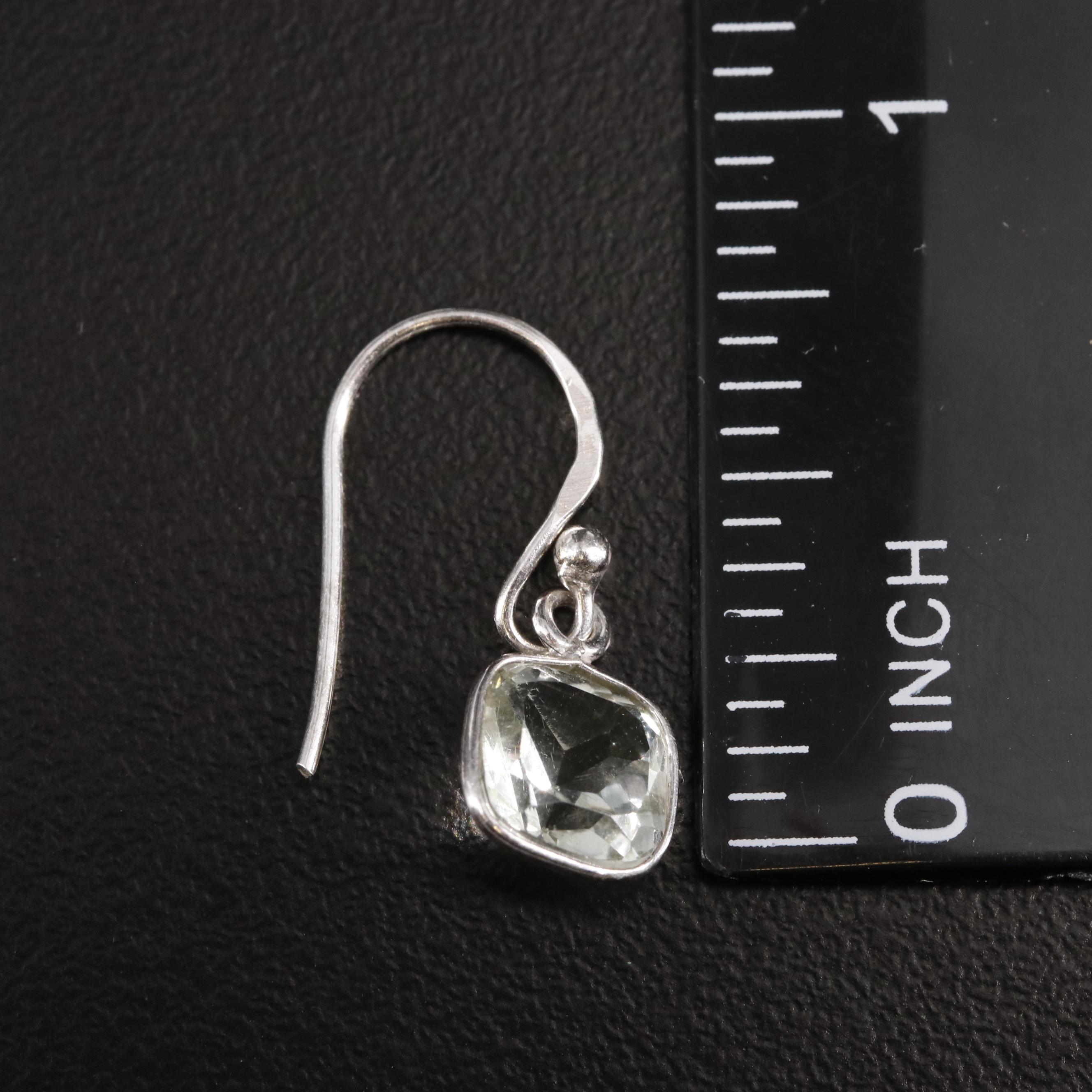 Sterling Prasiolite Dangle Earrings