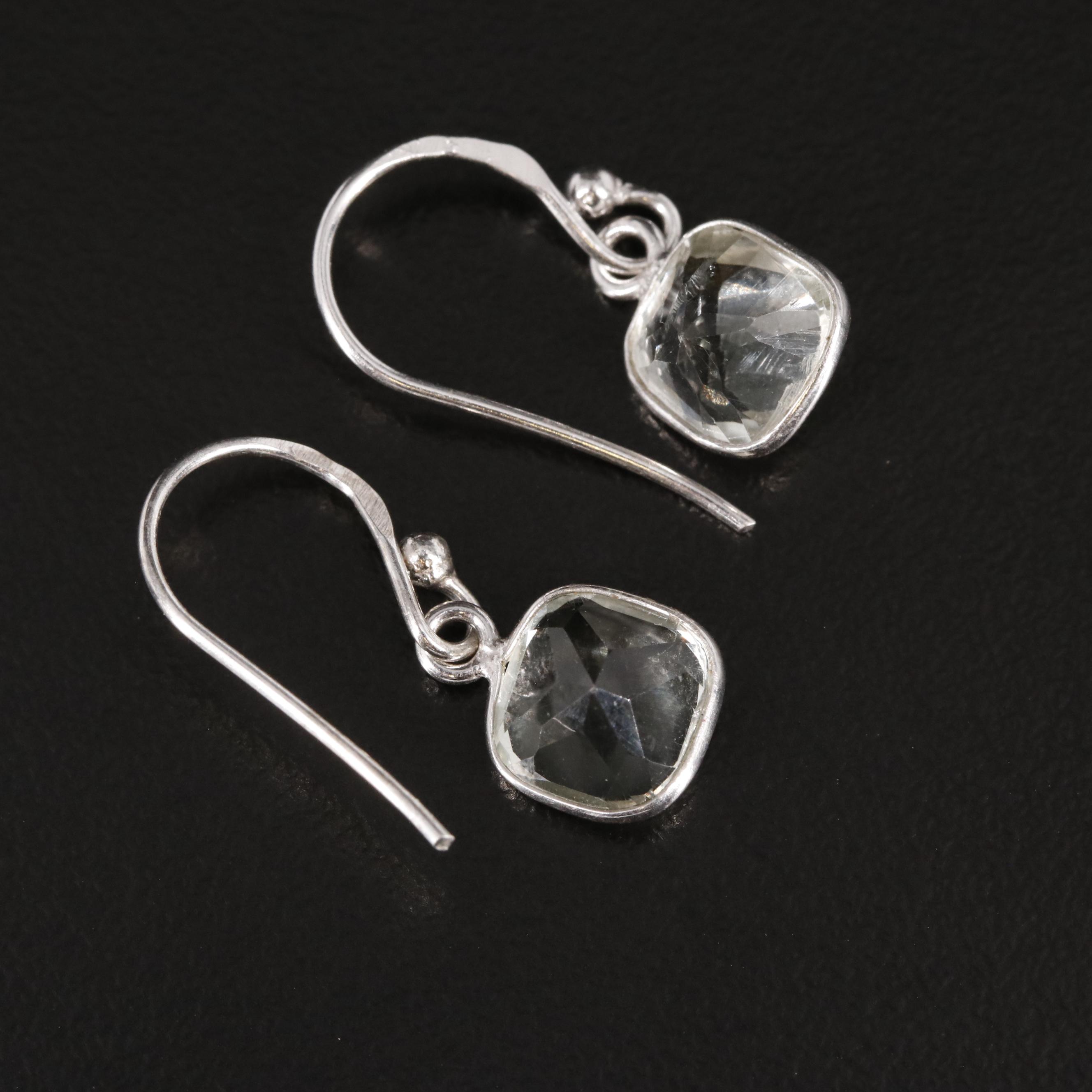 Sterling Prasiolite Dangle Earrings
