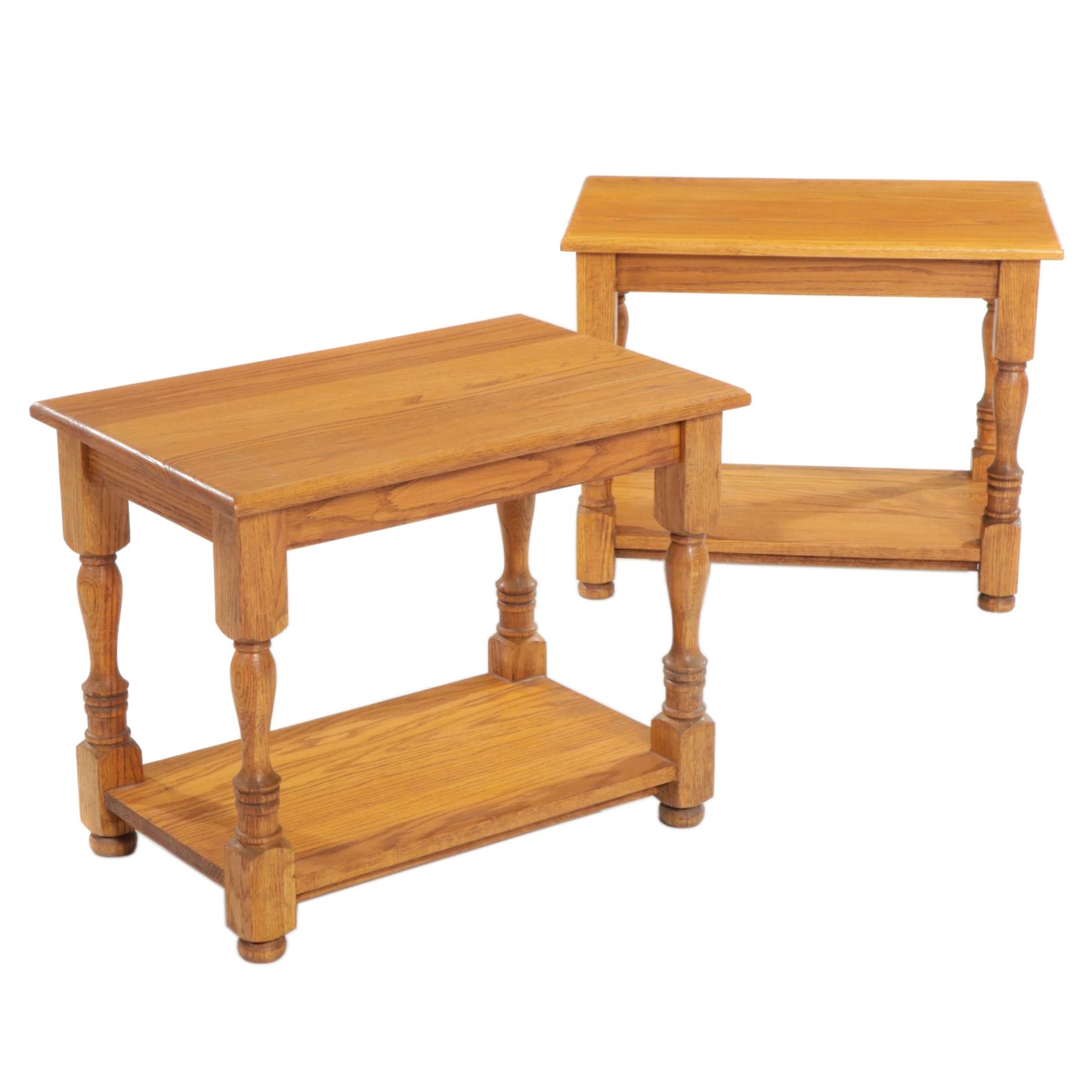 Pair of Oak Side Tables, 21st Century
