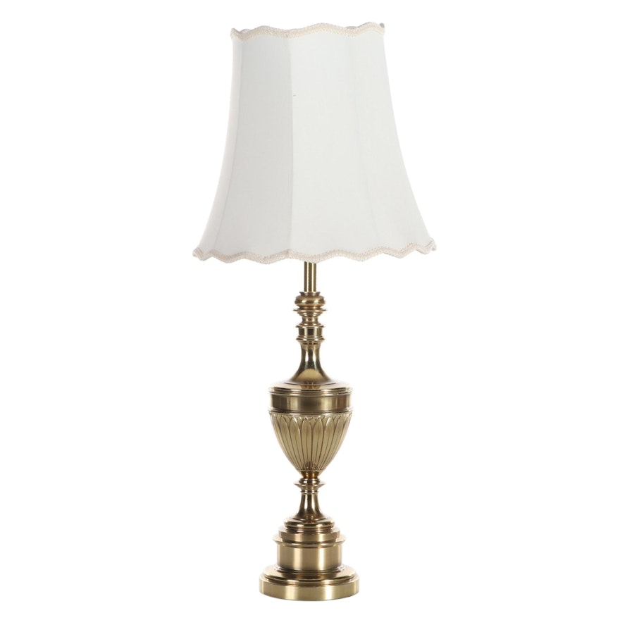 Stiffel Colonial Style Brass Table Lamp with Fabric Shade