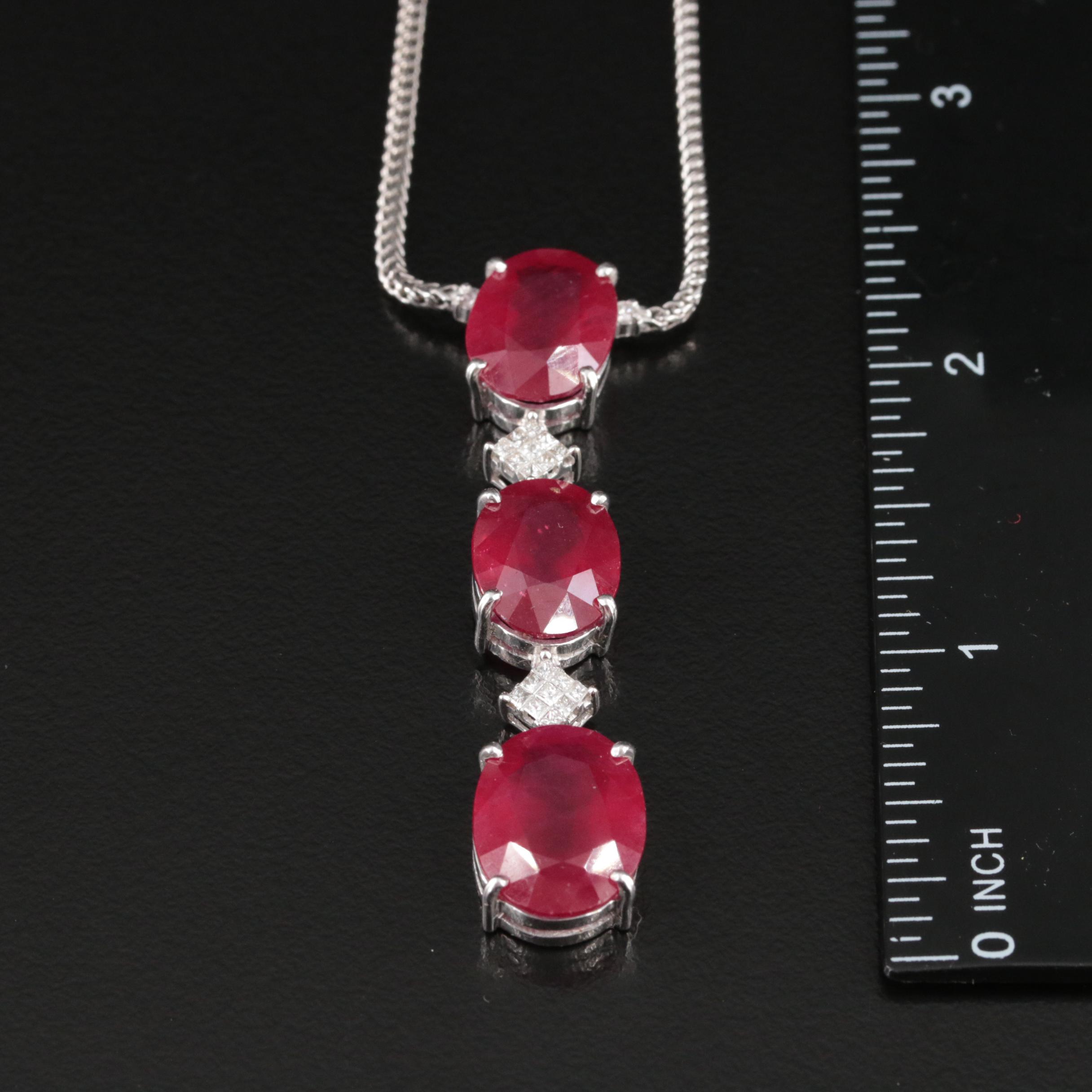 14K Corundum and Diamond Pendant Necklace