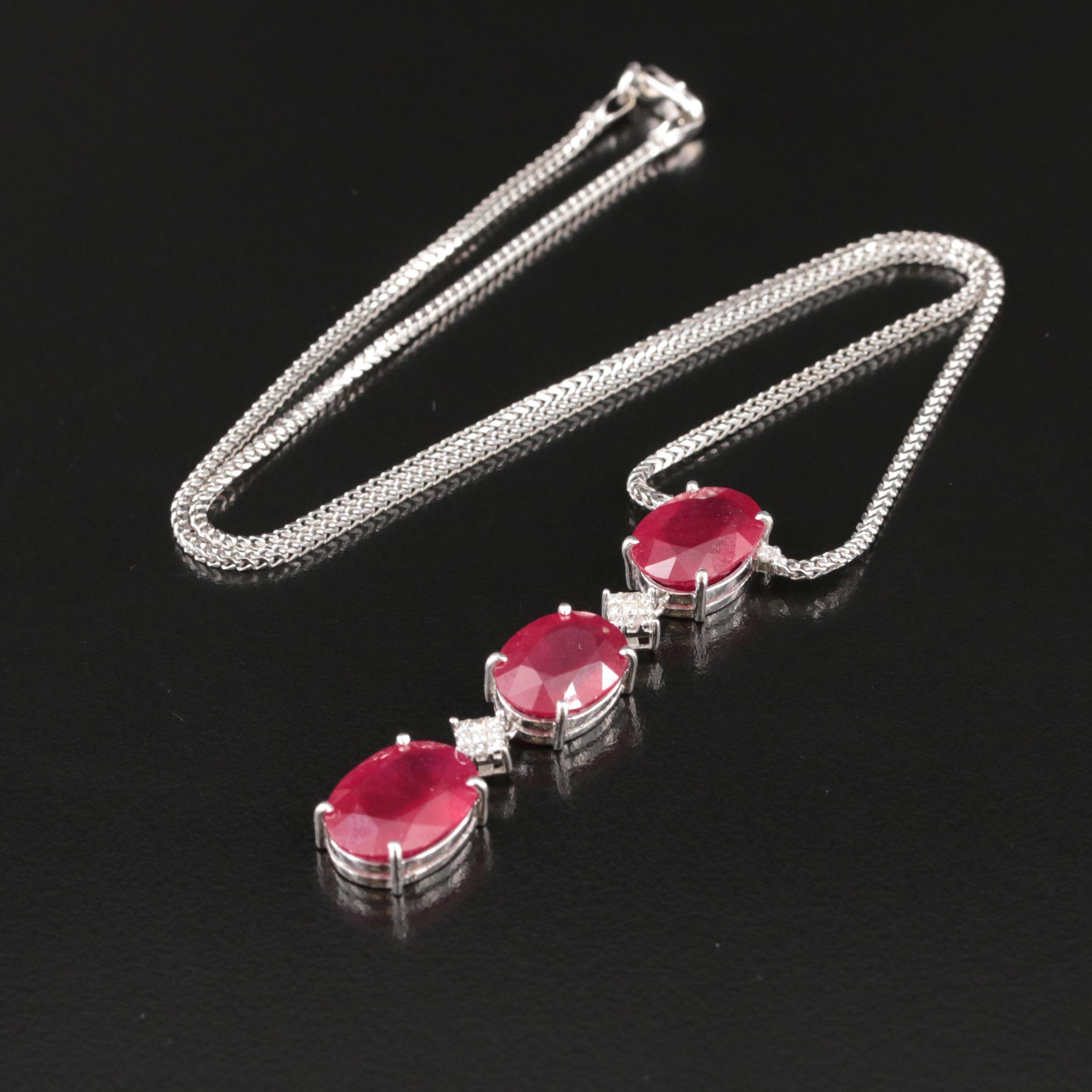 14K Corundum and Diamond Pendant Necklace