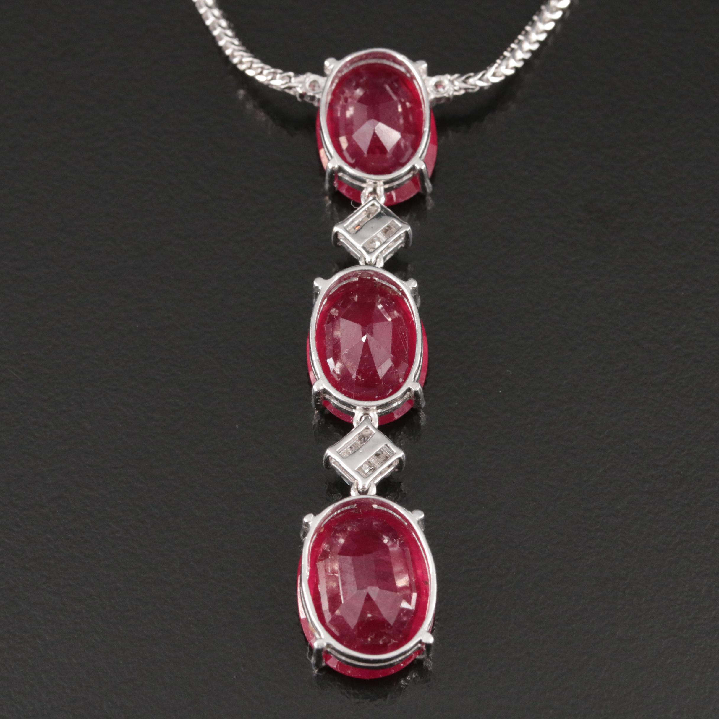 14K Corundum and Diamond Pendant Necklace