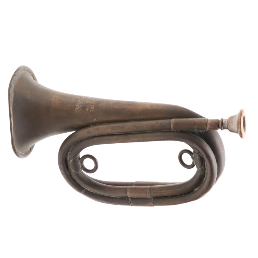 J.W. York & Sons WWI "Trench" Military Pocket  B♭ Bugle, 1917