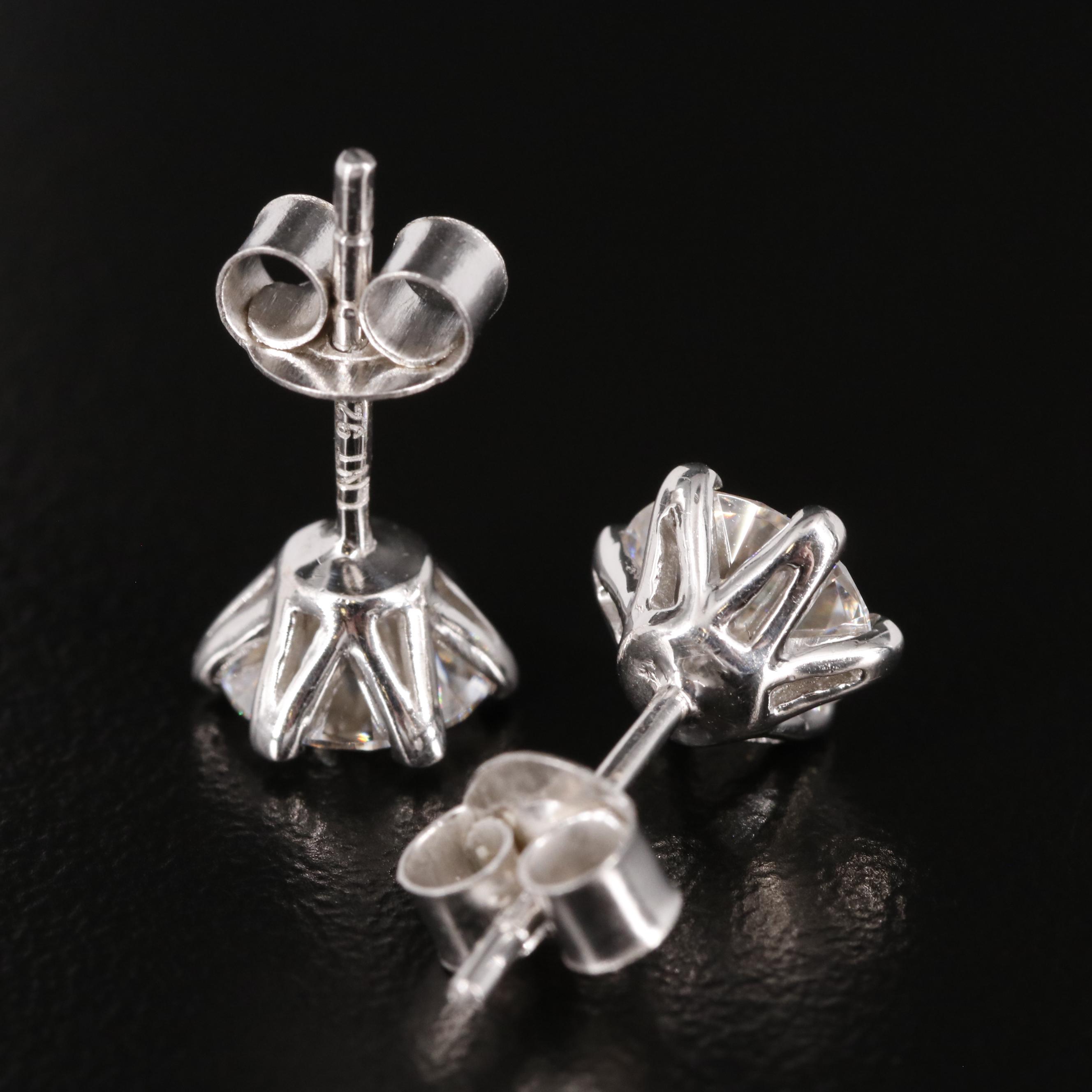 Sterling Moissanite Stud Earrings
