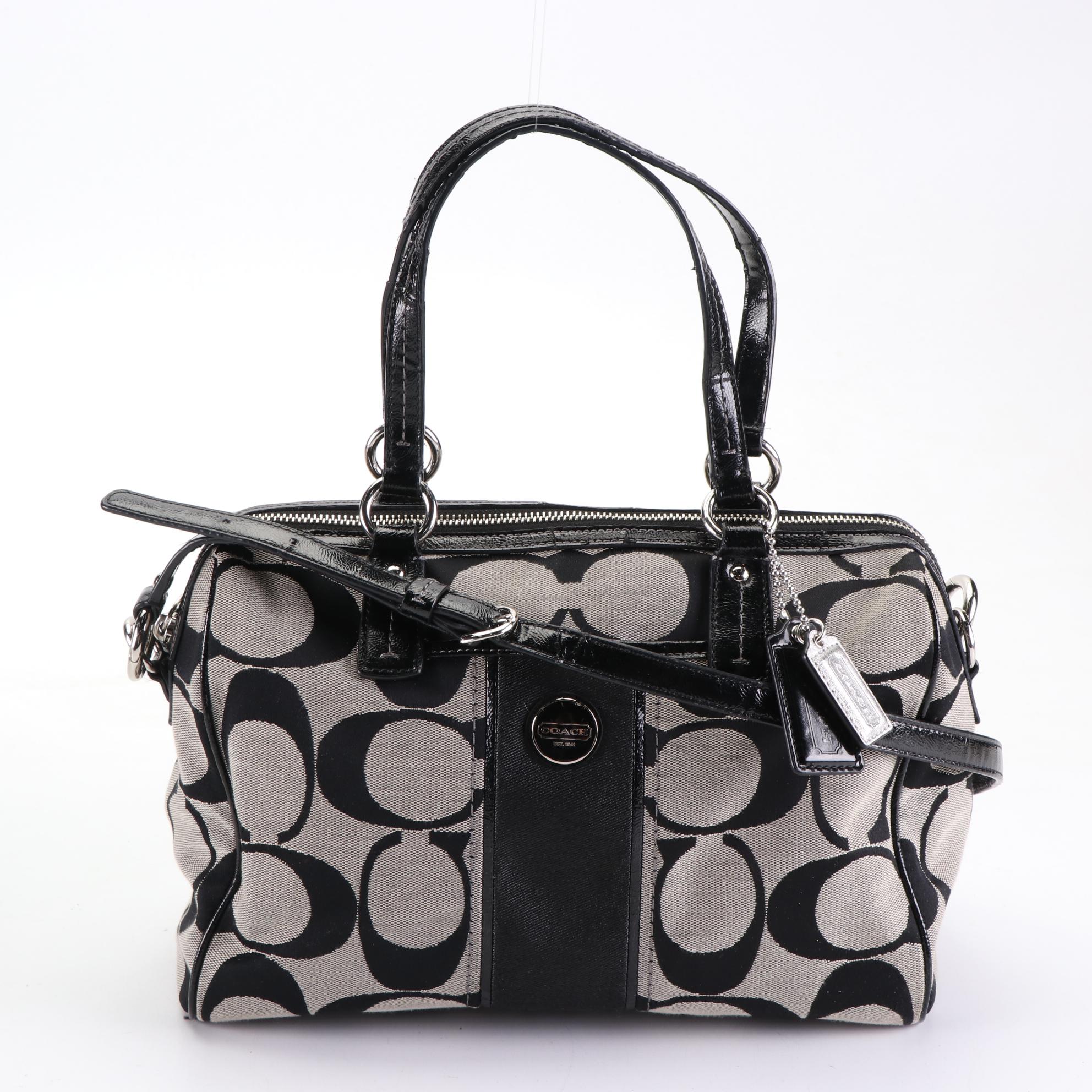 Coach Convertible Tote Bag and Shoulder Bag with Detachable Strap in Canvas