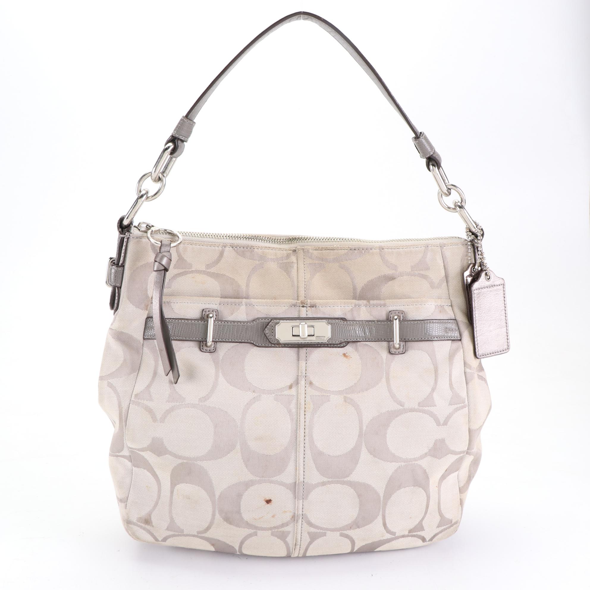 Coach Convertible Tote Bag and Shoulder Bag with Detachable Strap in Canvas