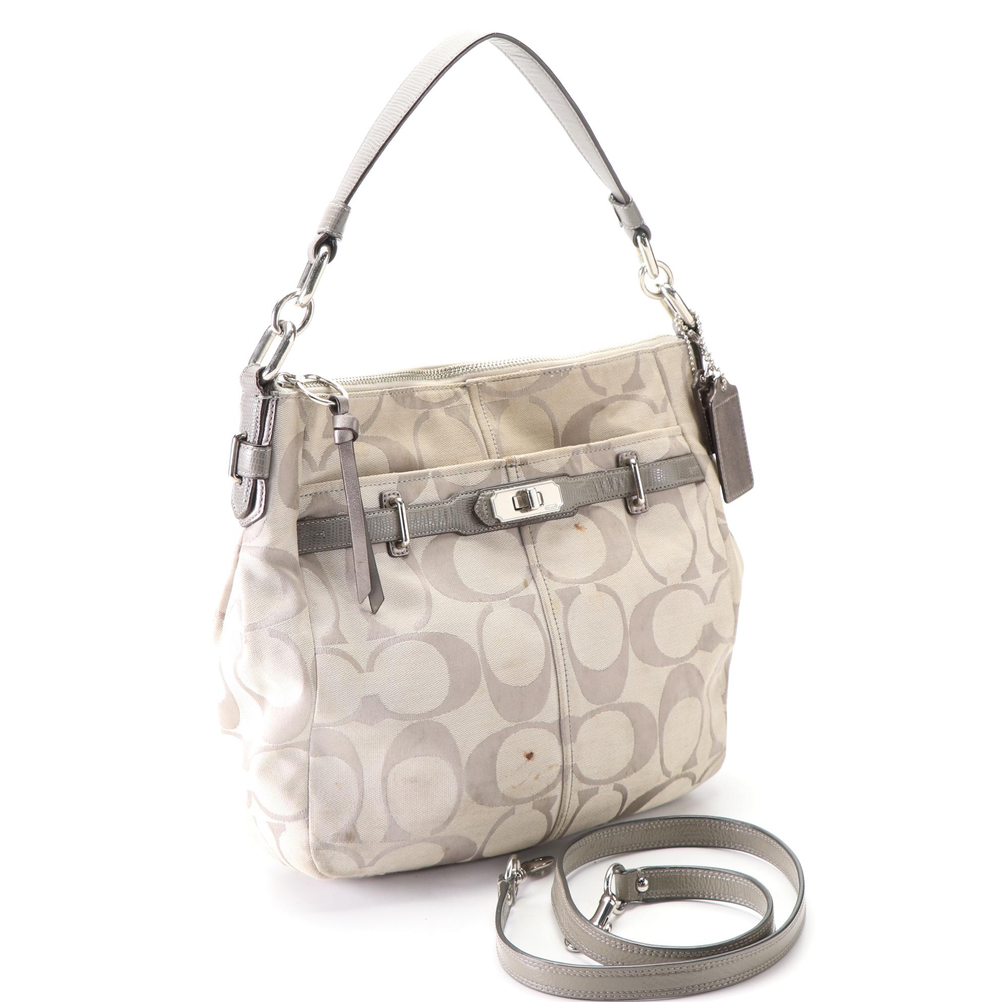 Coach Convertible Tote Bag and Shoulder Bag with Detachable Strap in Canvas