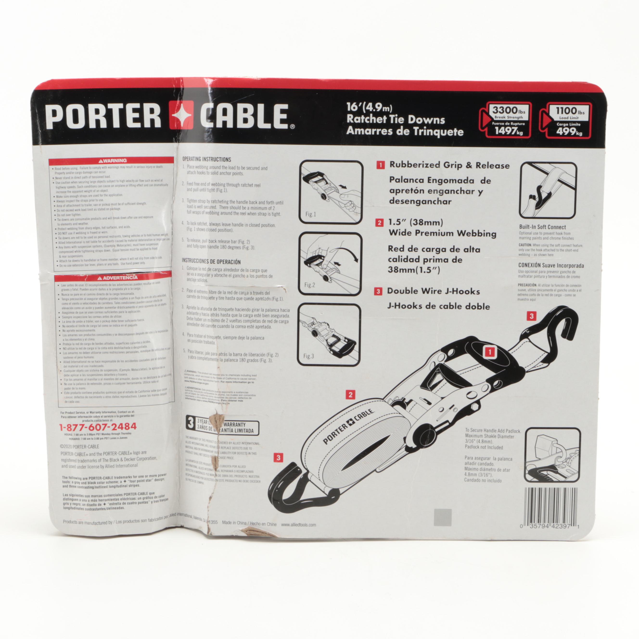 Porter-Cable 16' Ratchet Tie Down Sets