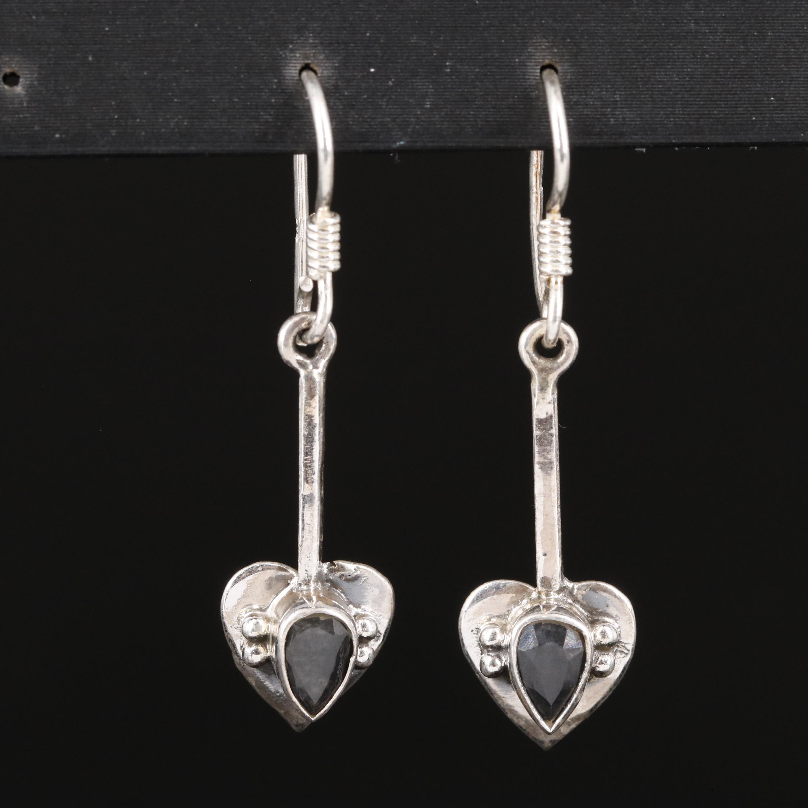 Sterling Sapphire Dangle Earrings