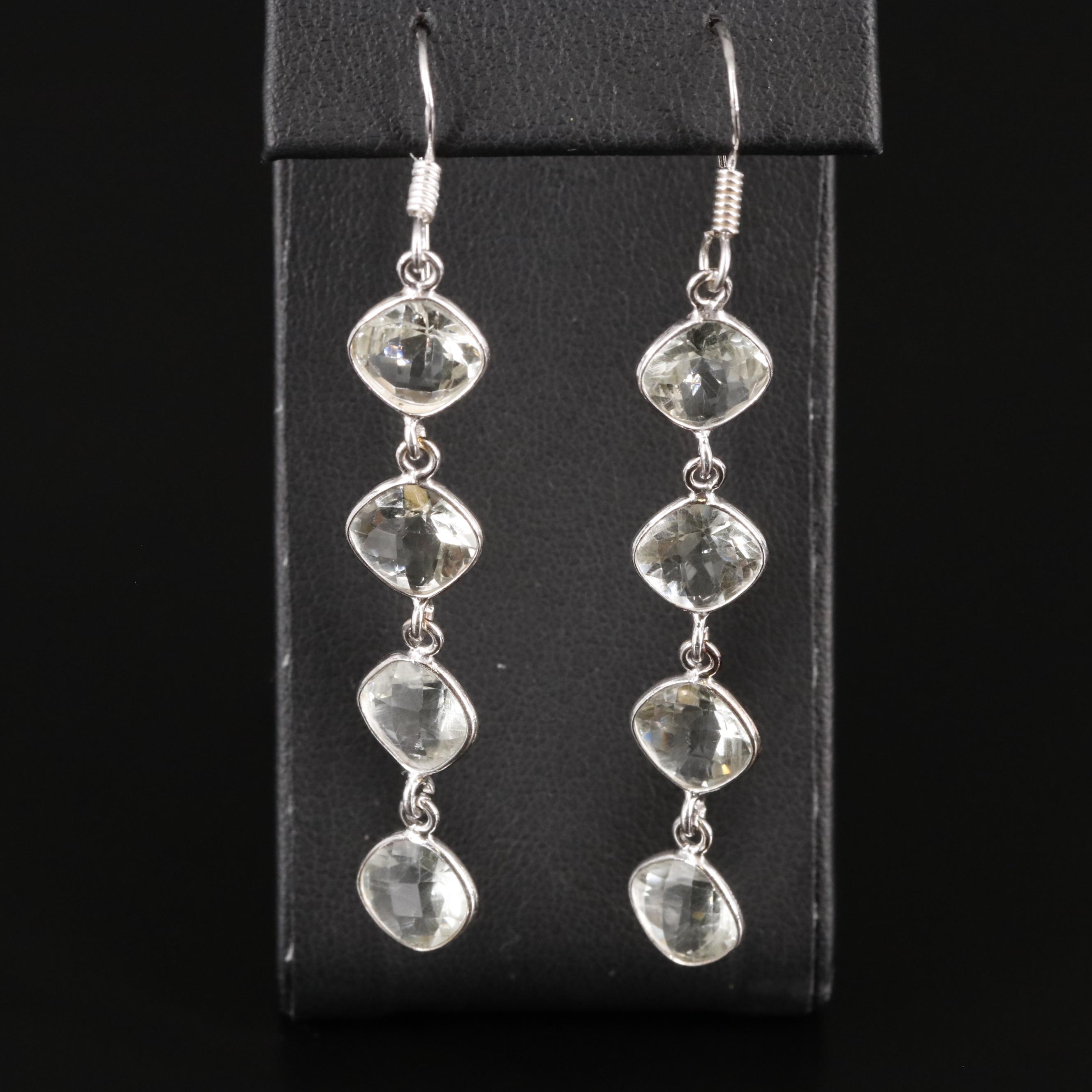 Sterling Prasiolite Dangle Earrings