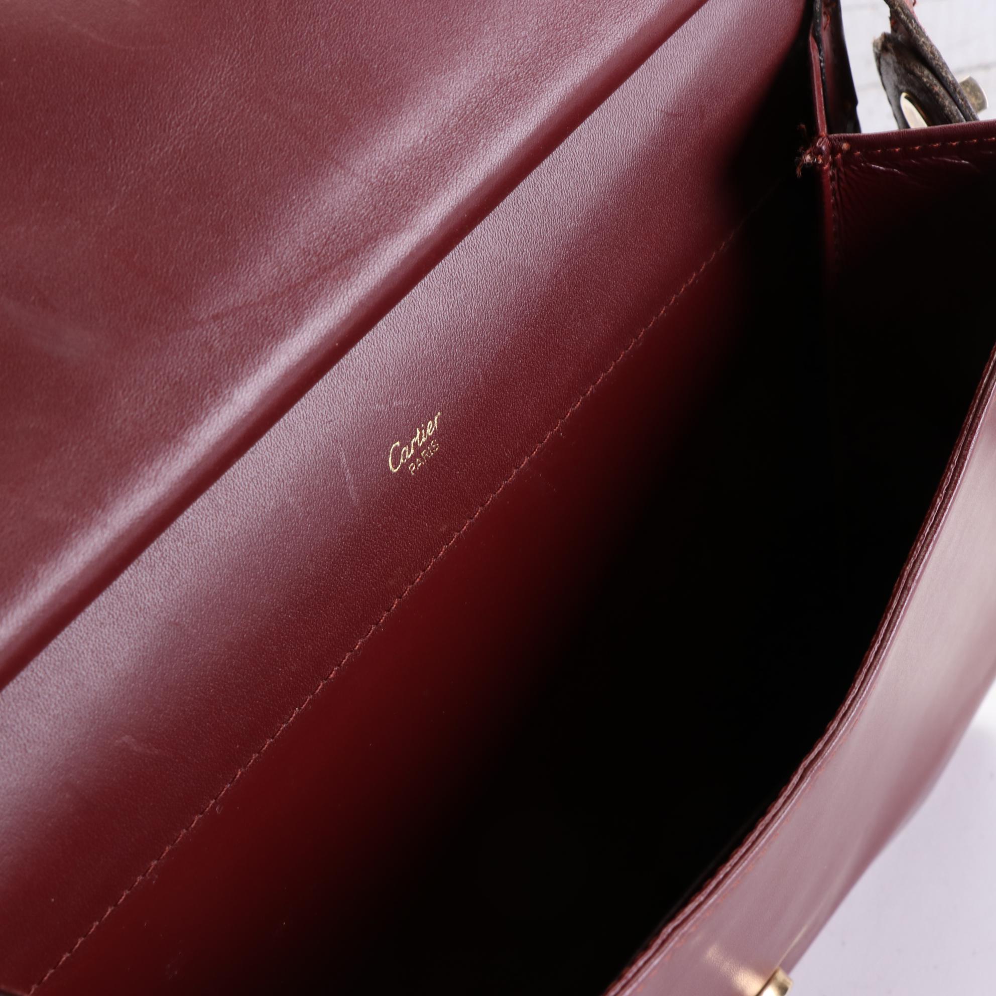 Cartier Front Flap Shoulder Bag in Burgundy Leather