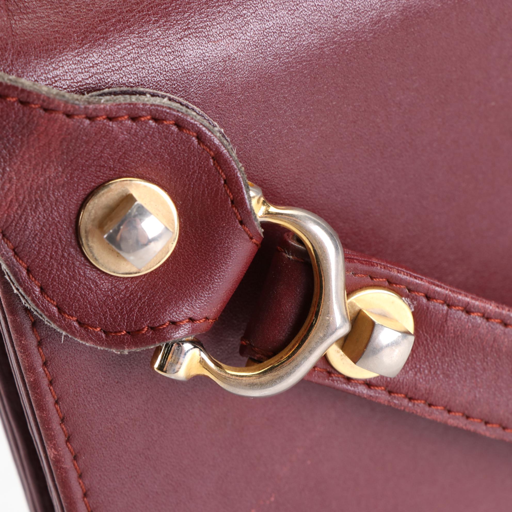 Cartier Front Flap Shoulder Bag in Burgundy Leather