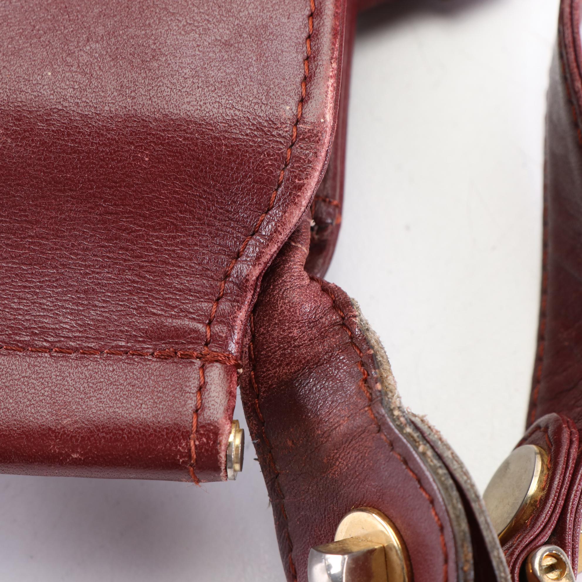 Cartier Front Flap Shoulder Bag in Burgundy Leather