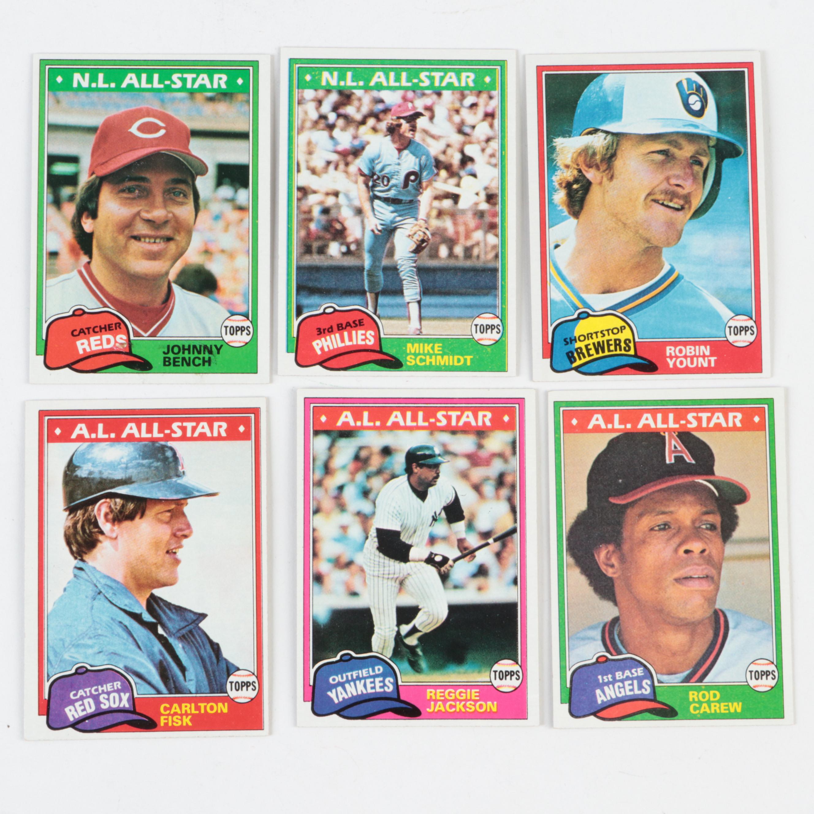 Topps Baseball Cards, Partial Sets with Rose, Fisk, Schmidt and More HOF, 1980s