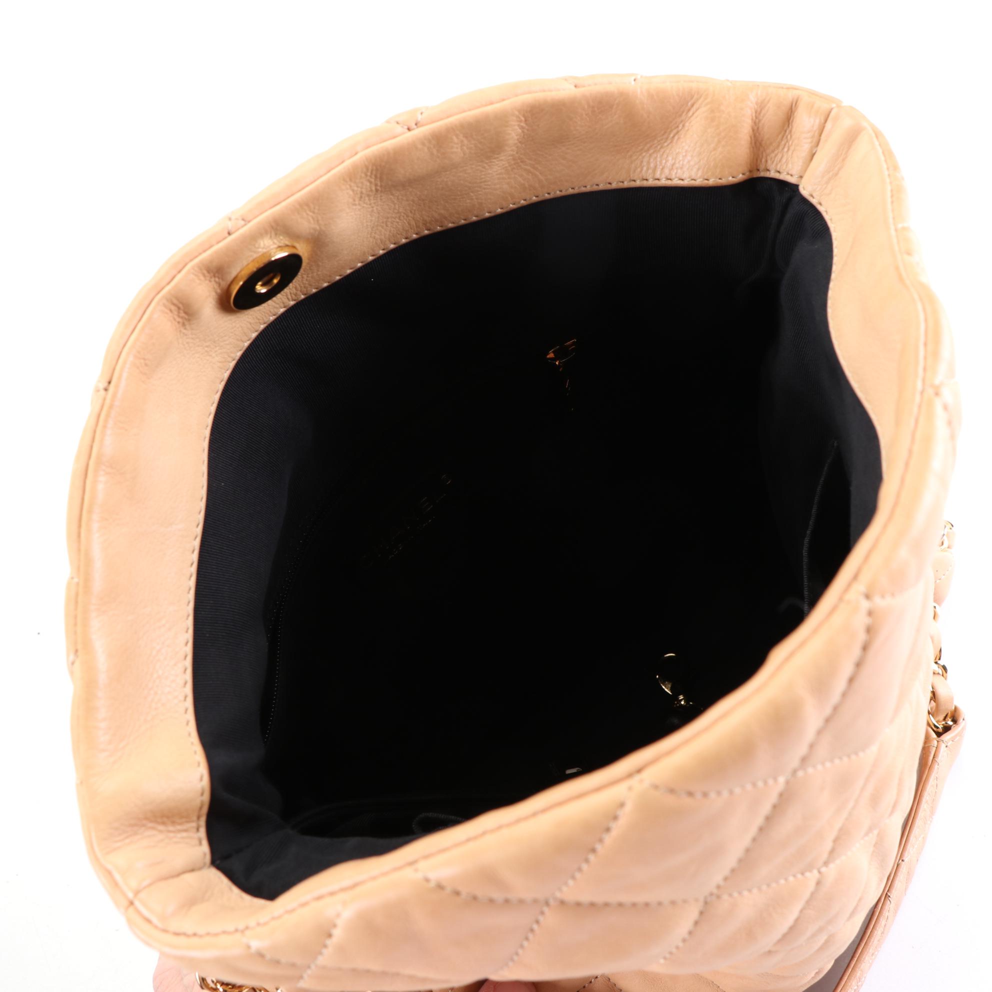 Chanel Quilted Leather Shoulder Bag with Interwoven Chain and Includes Box