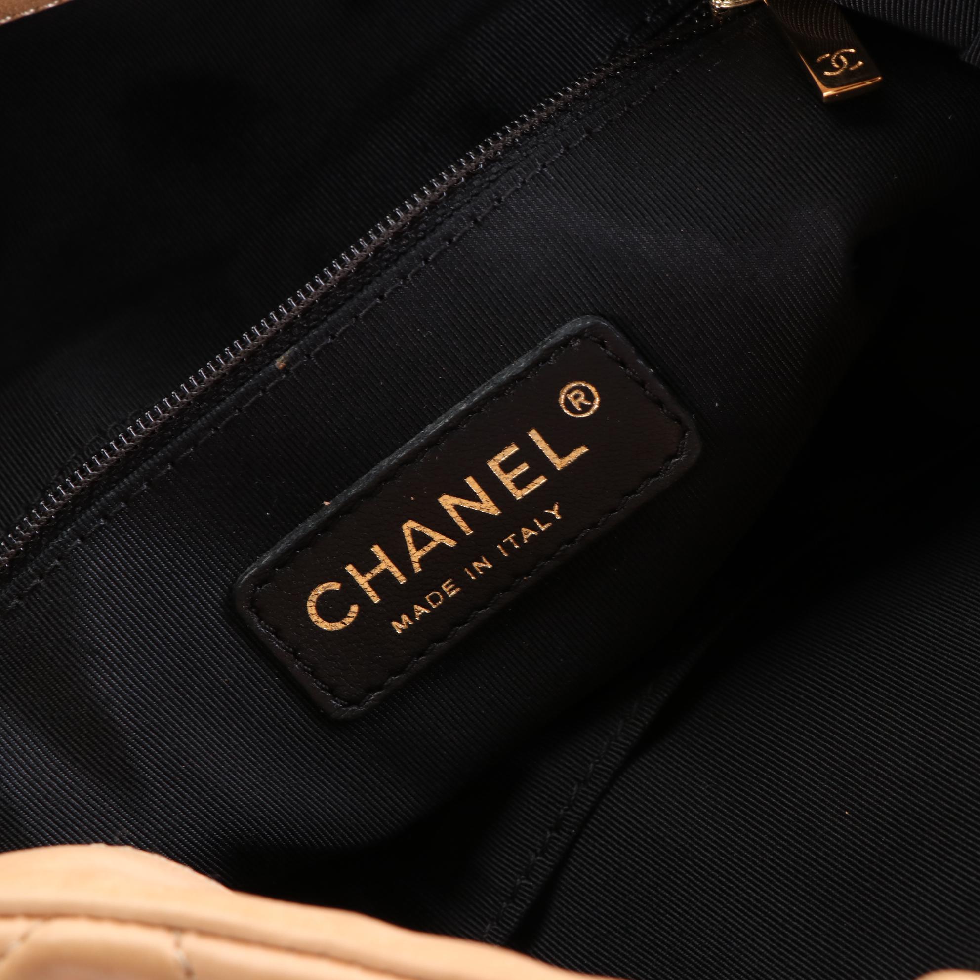 Chanel Quilted Leather Shoulder Bag with Interwoven Chain and Includes Box