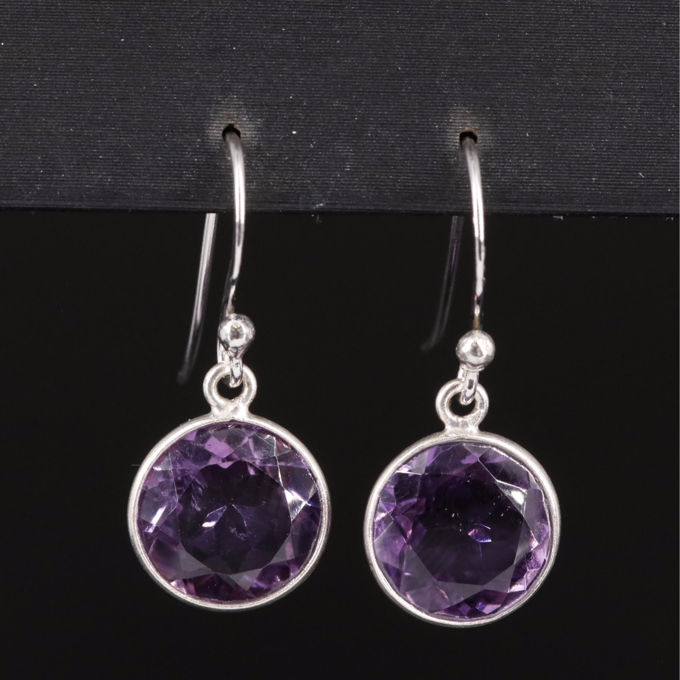 Sterling Amethyst Dangle Earrings