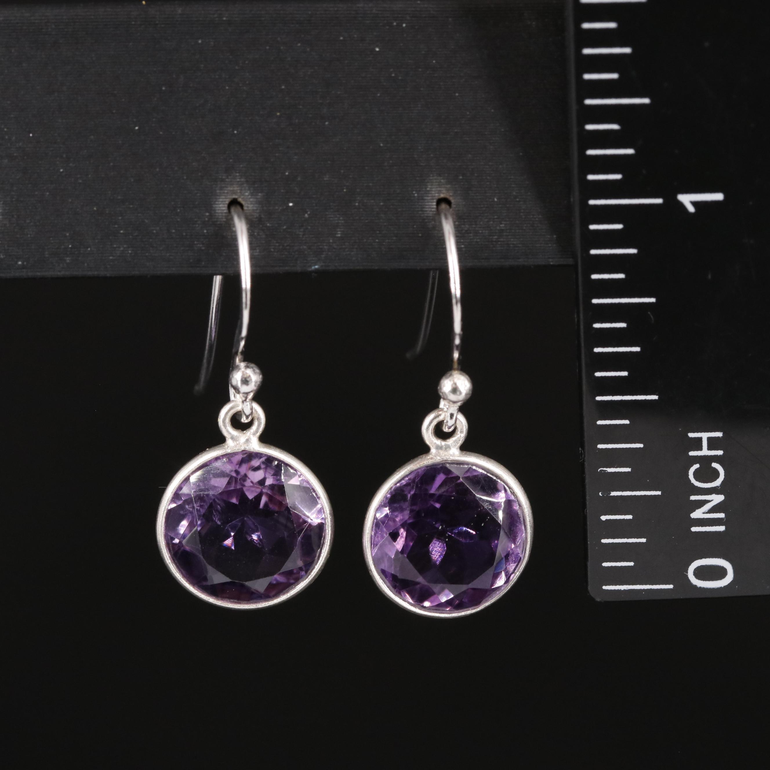 Sterling Amethyst Dangle Earrings